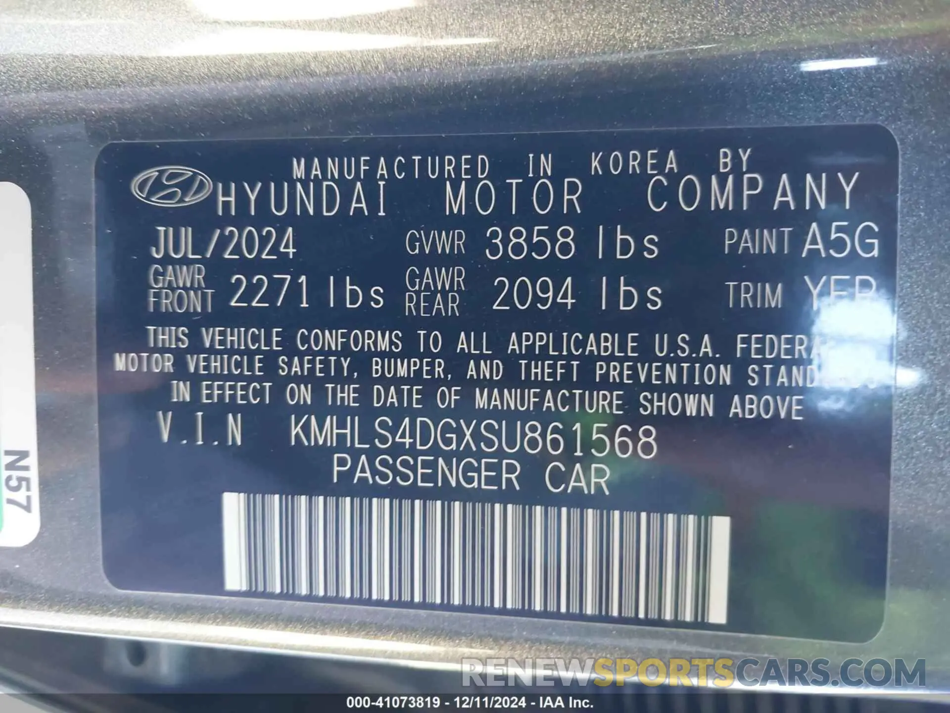 9 Photograph of a damaged car KMHLS4DGXSU861568 HYUNDAI ELANTRA 2025