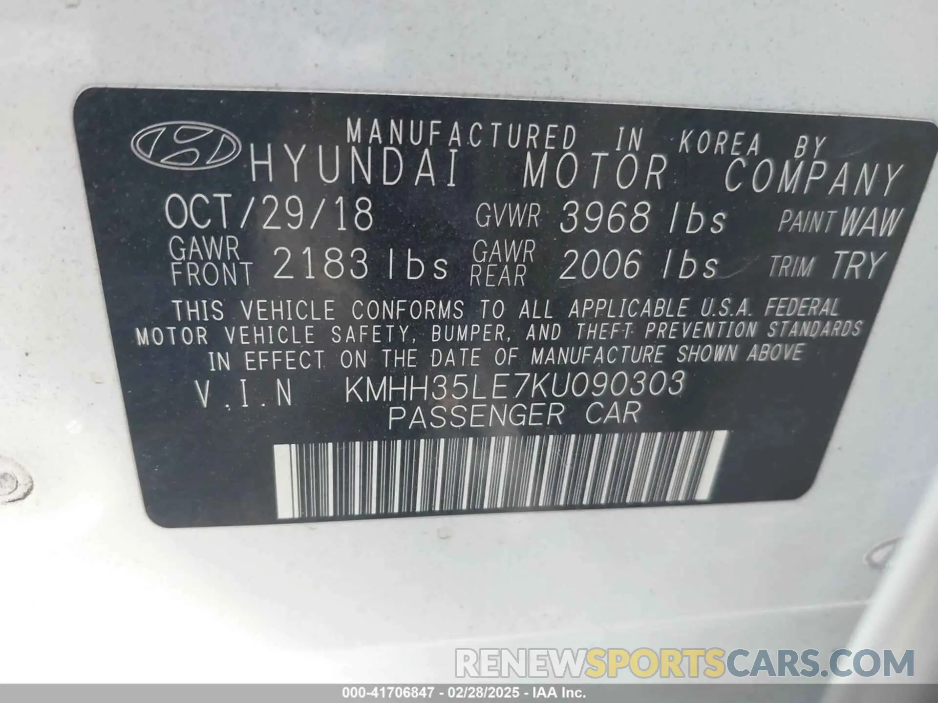 9 Photograph of a damaged car KMHH35LE7KU090303 HYUNDAI ELANTRA GT 2019