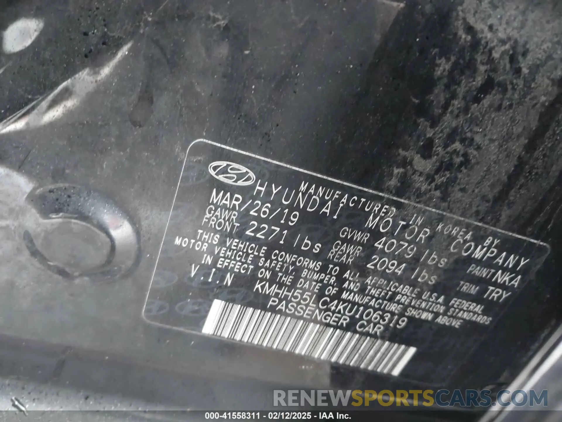 9 Photograph of a damaged car KMHH55LC4KU106319 HYUNDAI ELANTRA GT 2019
