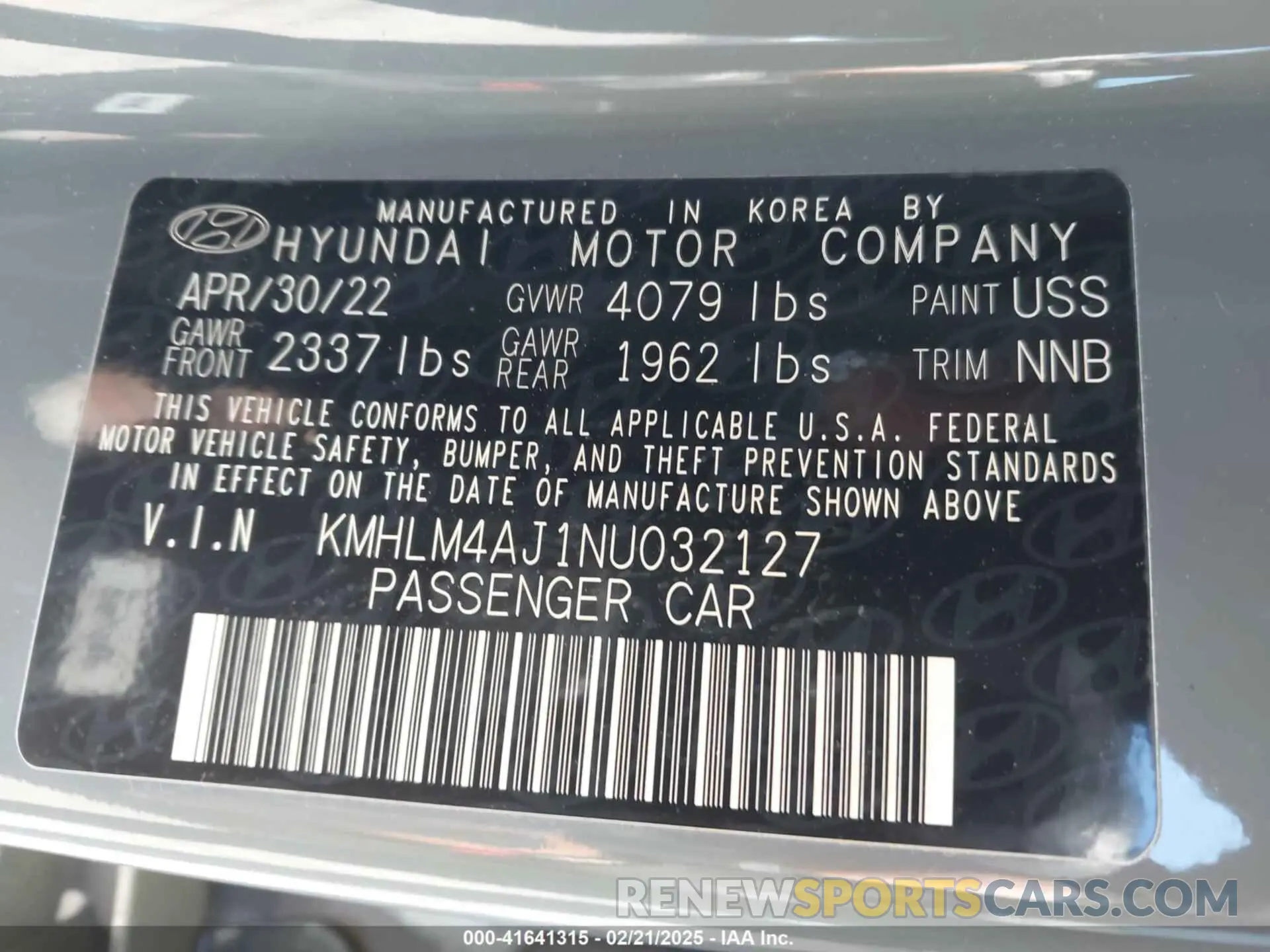 9 Фотография поврежденного автомобиля KMHLM4AJ1NU032127 HYUNDAI ELANTRA HYBRID 2022