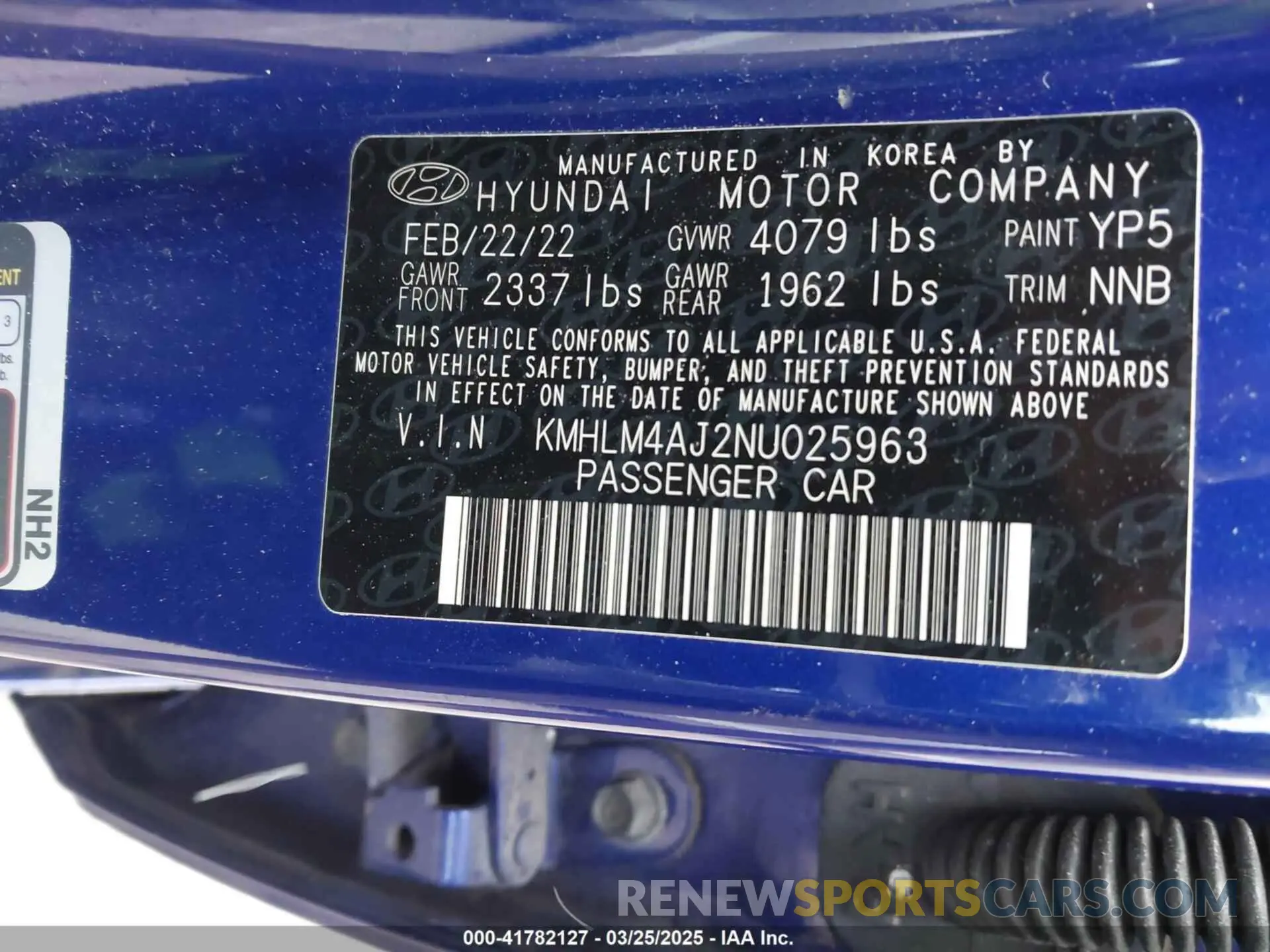 9 Фотография поврежденного автомобиля KMHLM4AJ2NU025963 HYUNDAI ELANTRA HYBRID 2022