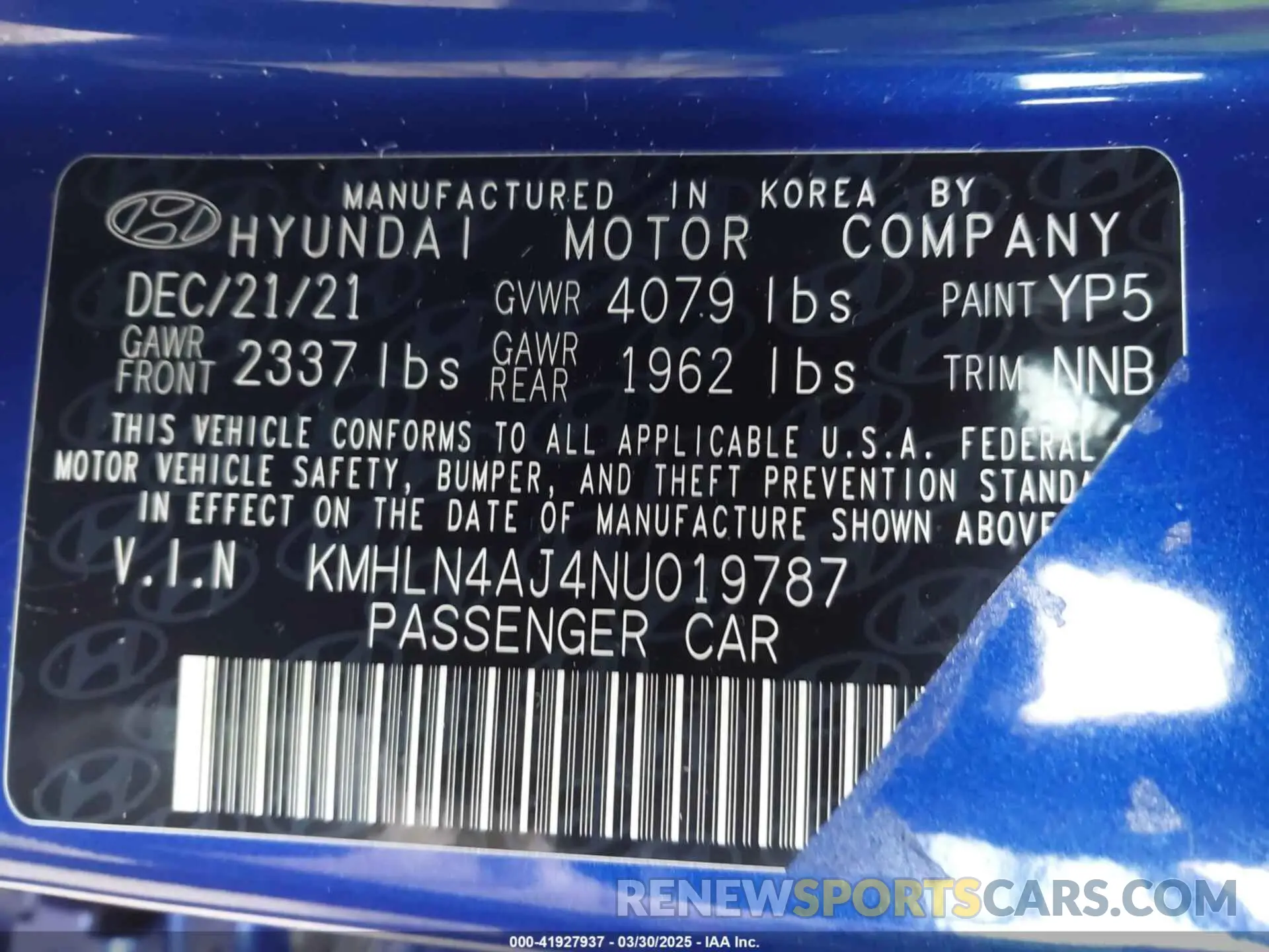9 Фотография поврежденного автомобиля KMHLN4AJ4NU019787 HYUNDAI ELANTRA HYBRID 2022