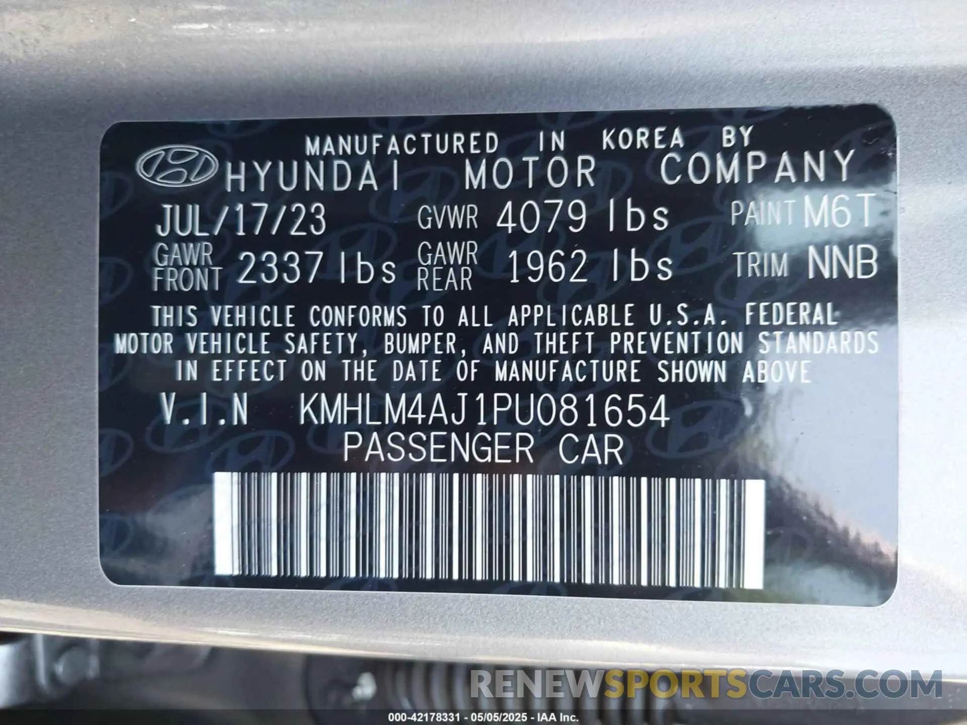 9 Фотография поврежденного автомобиля KMHLM4AJ1PU081654 HYUNDAI ELANTRA HYBRID 2023