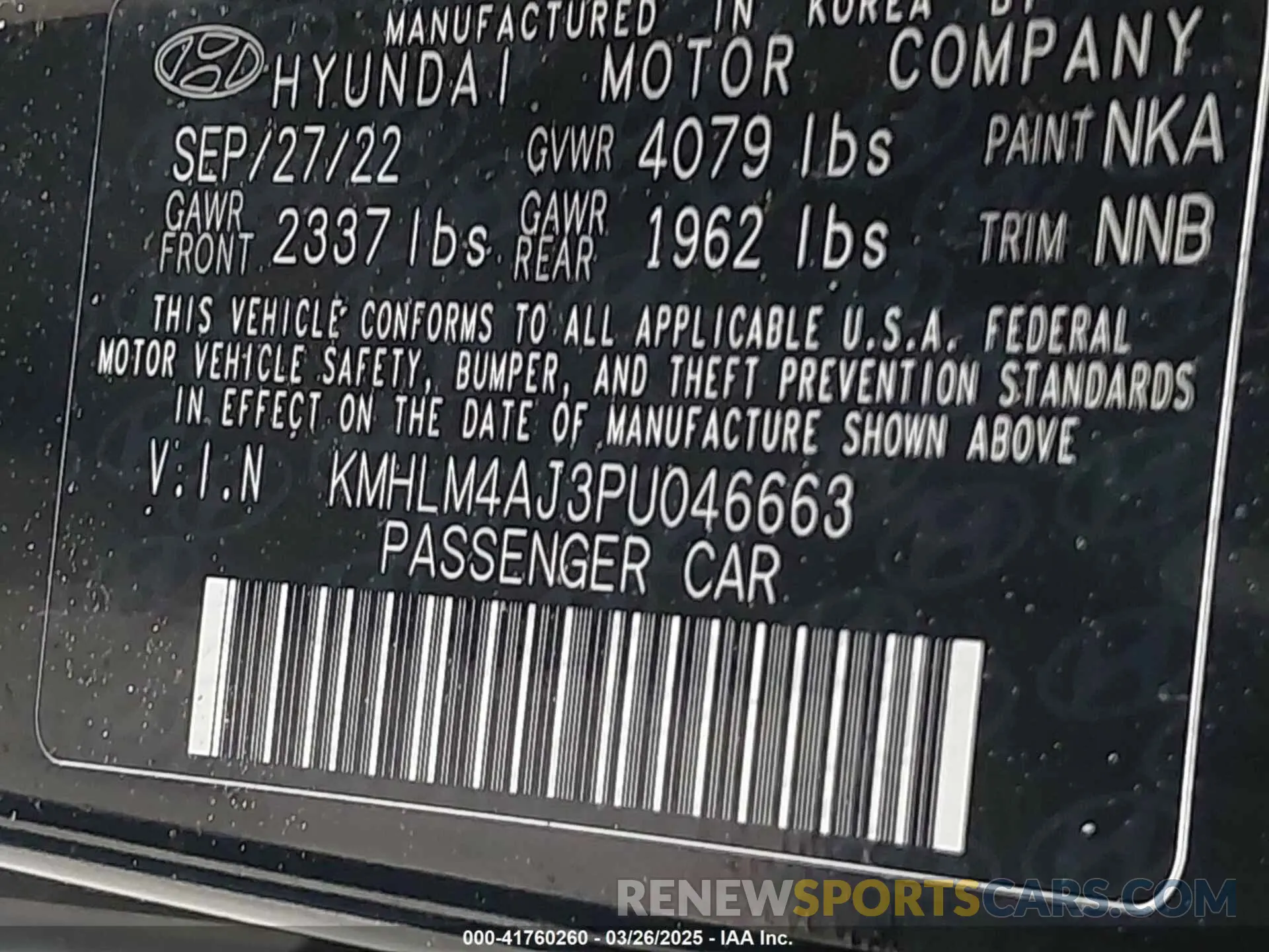 9 Фотография поврежденного автомобиля KMHLM4AJ3PU046663 HYUNDAI ELANTRA HYBRID 2023