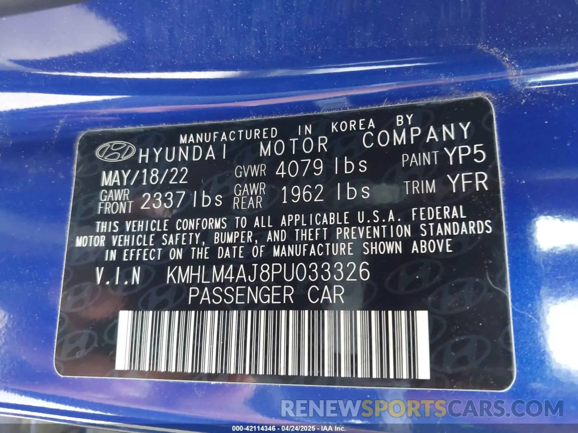 9 Photograph of a damaged car KMHLM4AJ8PU033326 HYUNDAI ELANTRA HYBRID 2023