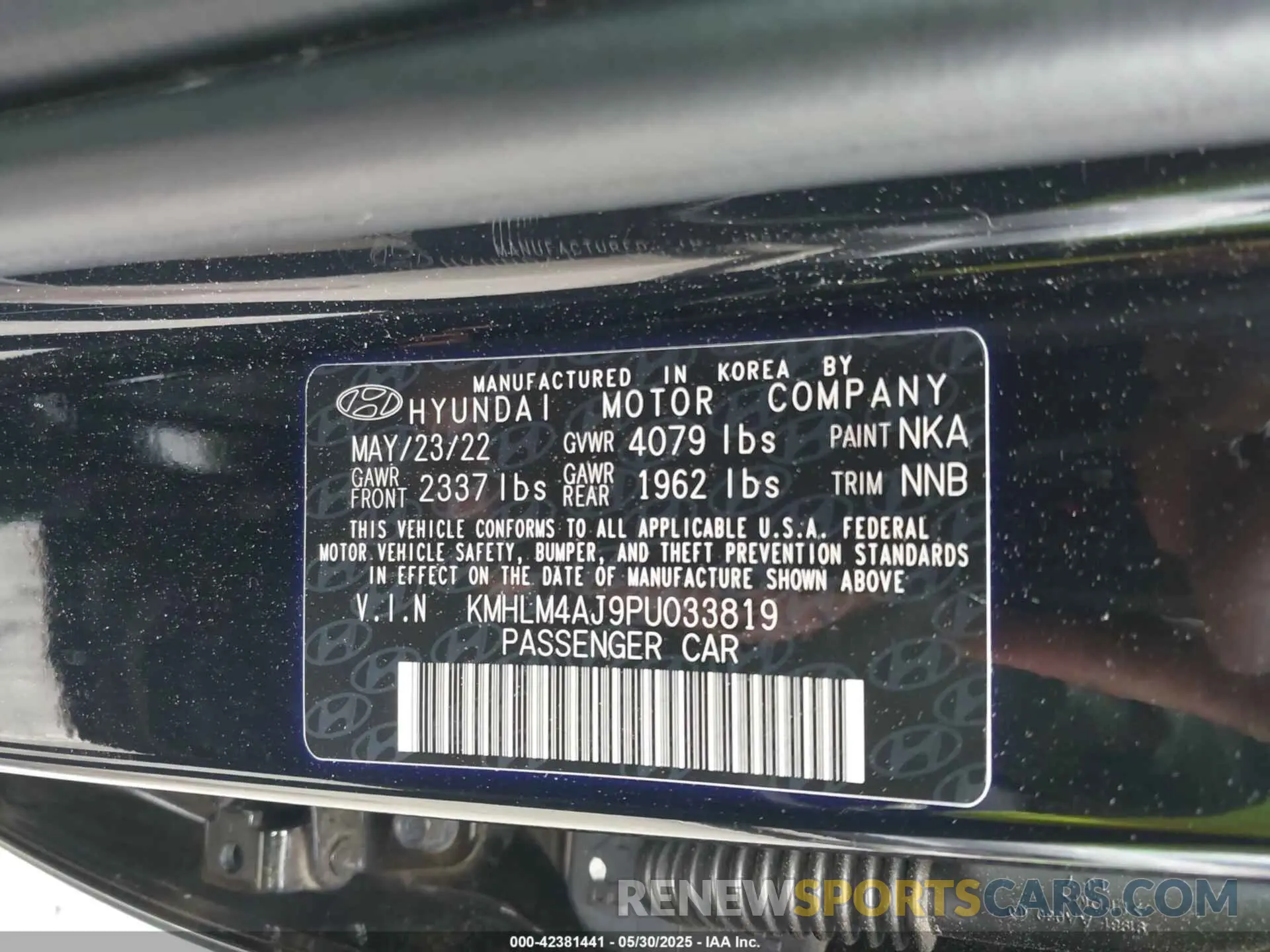 9 Photograph of a damaged car KMHLM4AJ9PU033819 HYUNDAI ELANTRA HYBRID 2023
