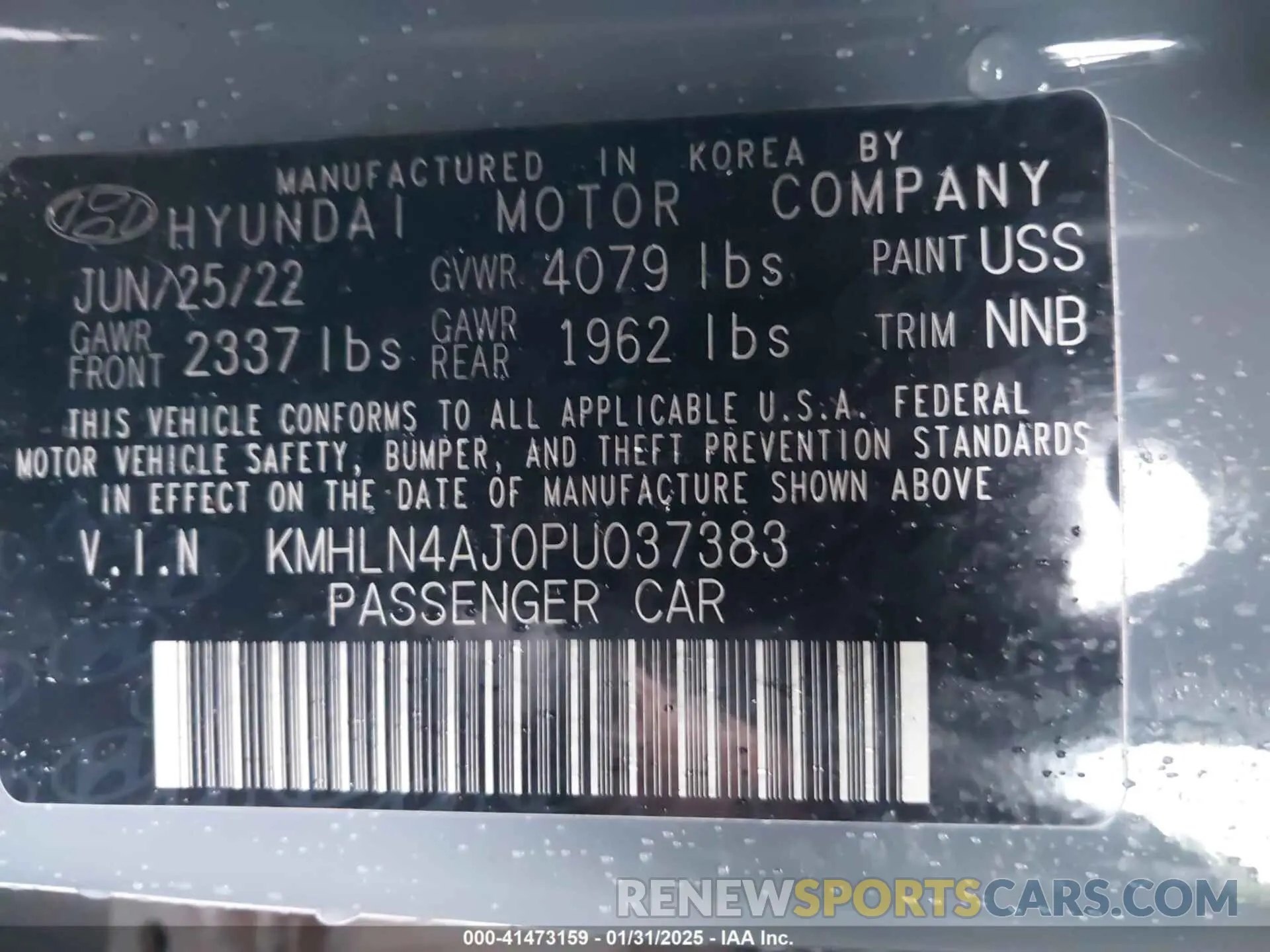 9 Фотография поврежденного автомобиля KMHLN4AJ0PU037383 HYUNDAI ELANTRA HYBRID 2023