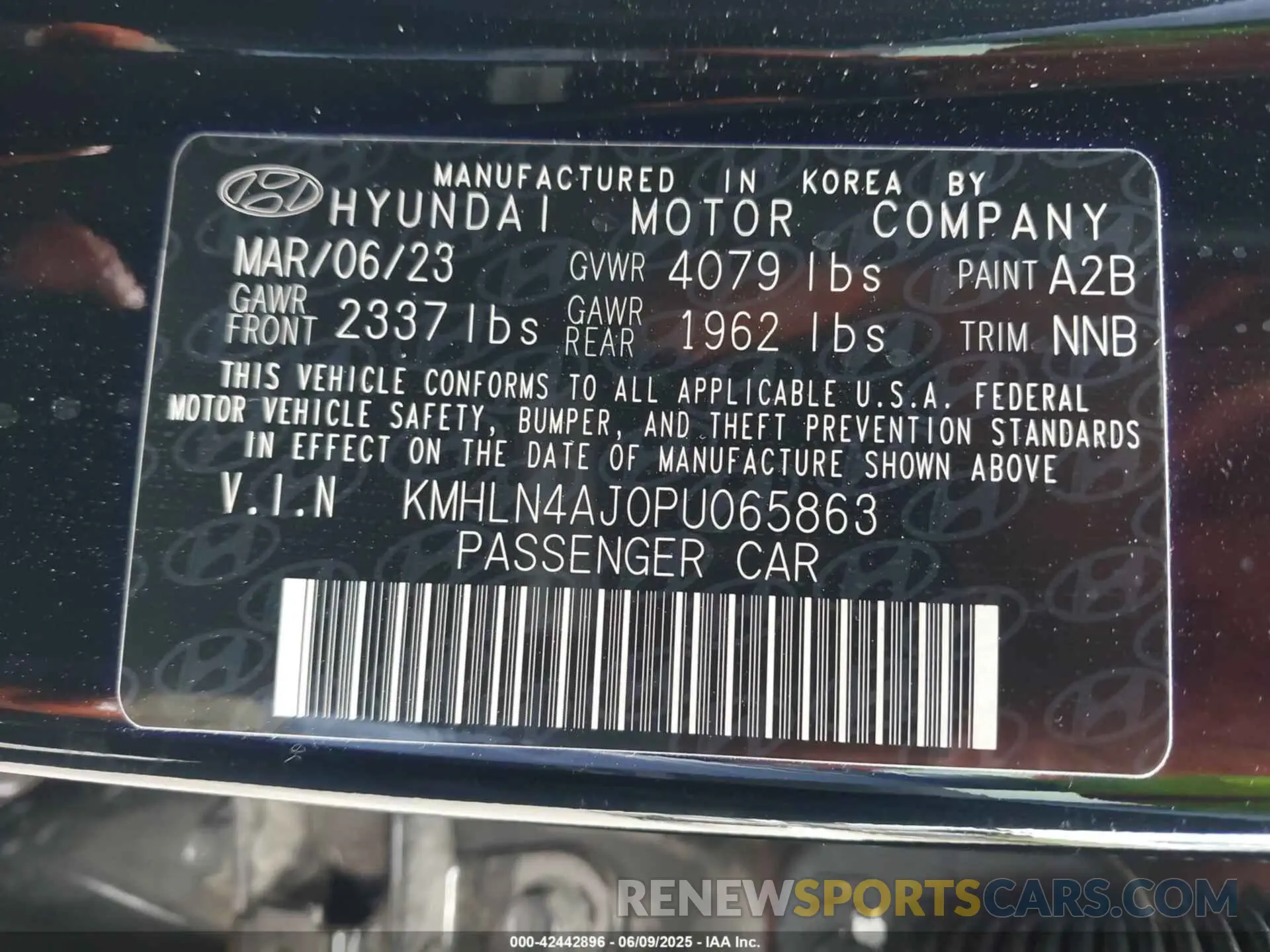 9 Photograph of a damaged car KMHLN4AJ0PU065863 HYUNDAI ELANTRA HYBRID 2023