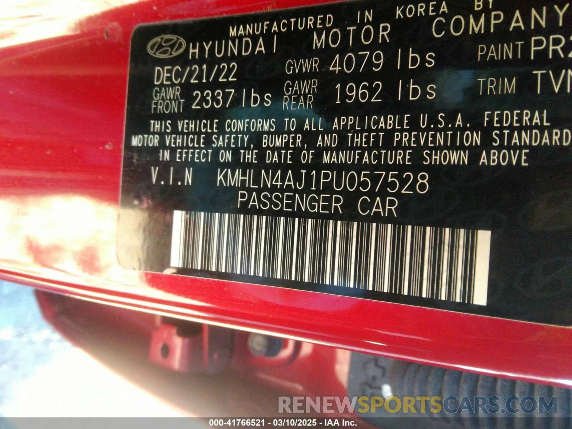 9 Photograph of a damaged car KMHLN4AJ1PU057528 HYUNDAI ELANTRA HYBRID 2023