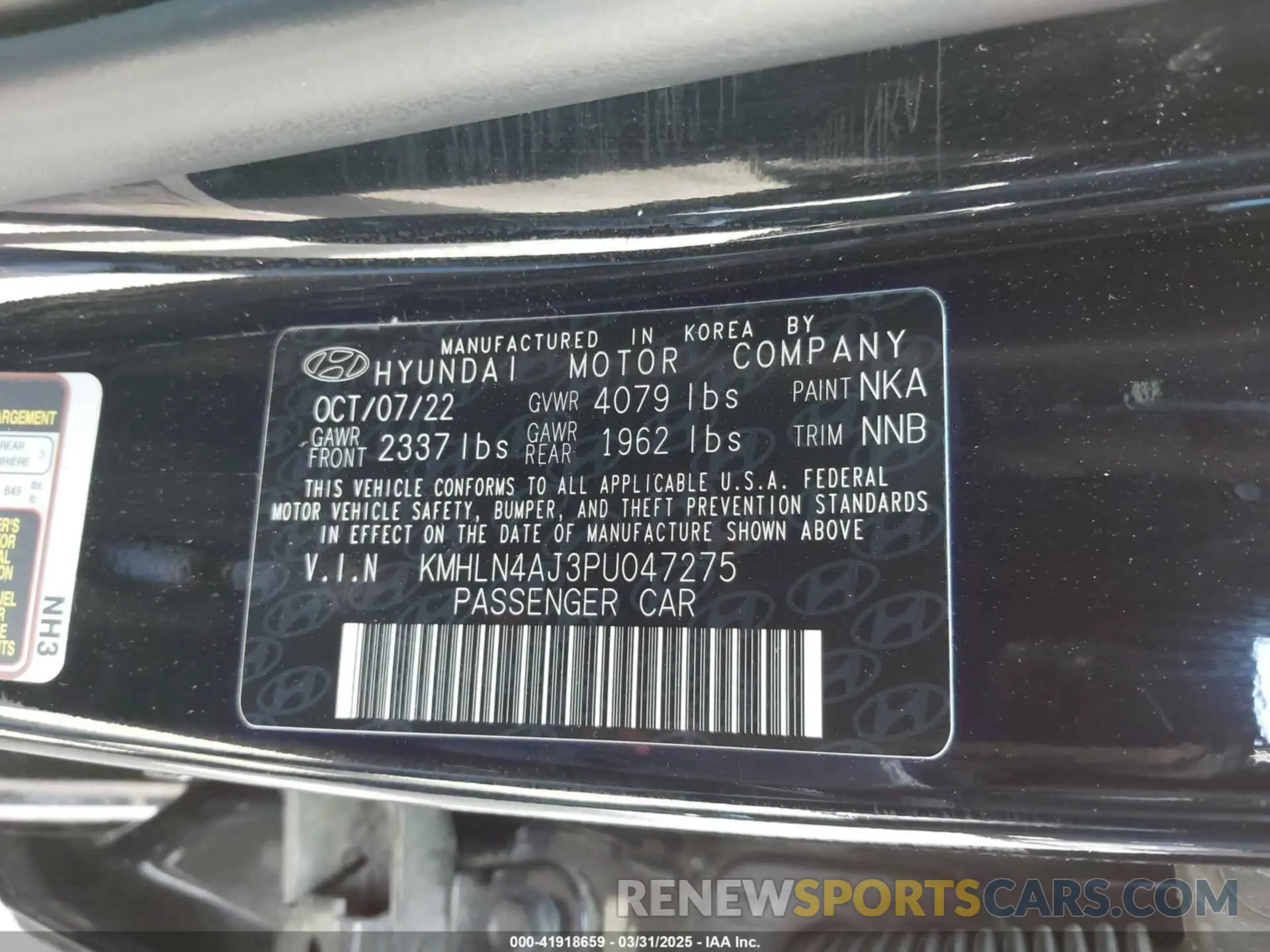 9 Фотография поврежденного автомобиля KMHLN4AJ3PU047275 HYUNDAI ELANTRA HYBRID 2023