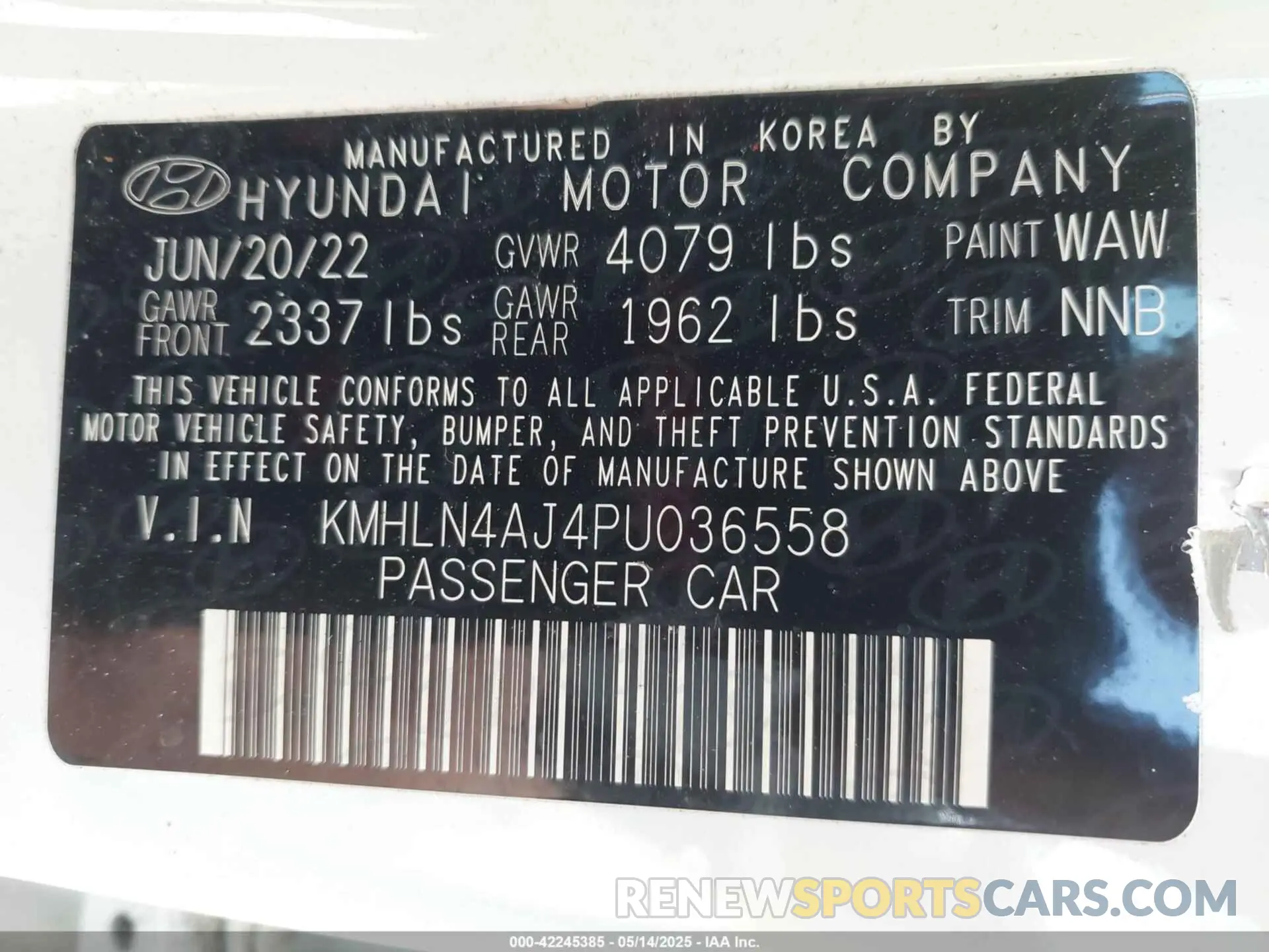 9 Photograph of a damaged car KMHLN4AJ4PU036558 HYUNDAI ELANTRA HYBRID 2023