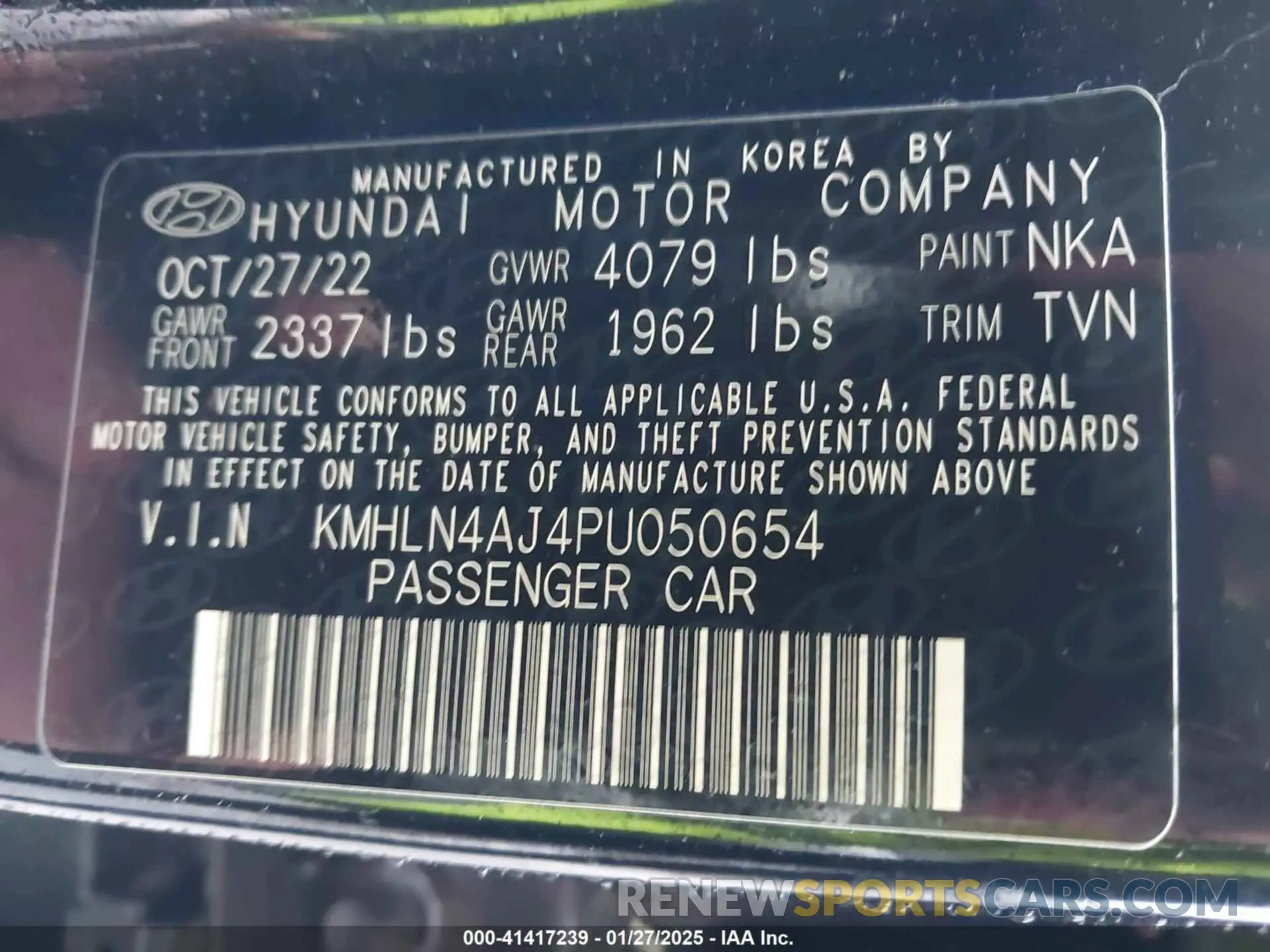 9 Фотография поврежденного автомобиля KMHLN4AJ4PU050654 HYUNDAI ELANTRA HYBRID 2023