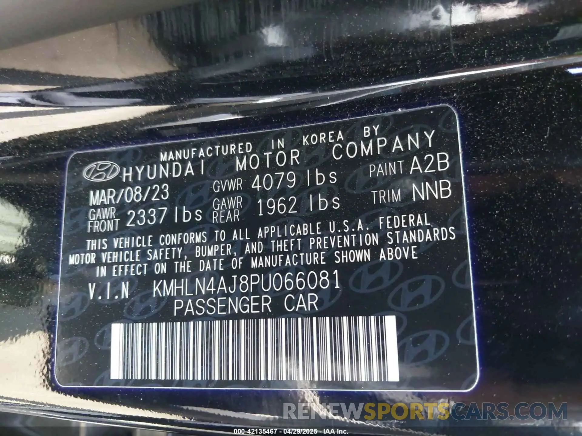 9 Photograph of a damaged car KMHLN4AJ8PU066081 HYUNDAI ELANTRA HYBRID 2023