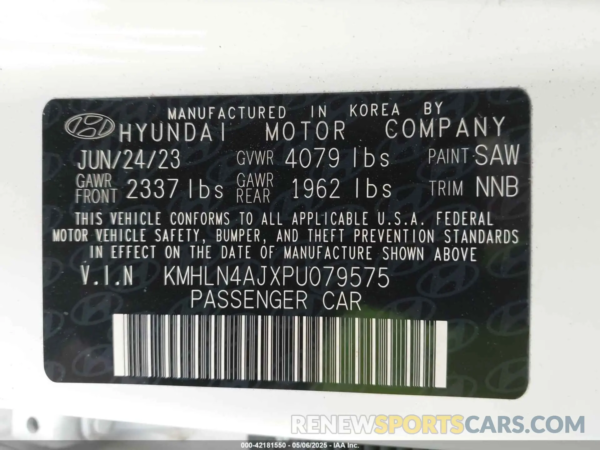 9 Photograph of a damaged car KMHLN4AJXPU079575 HYUNDAI ELANTRA HYBRID 2023
