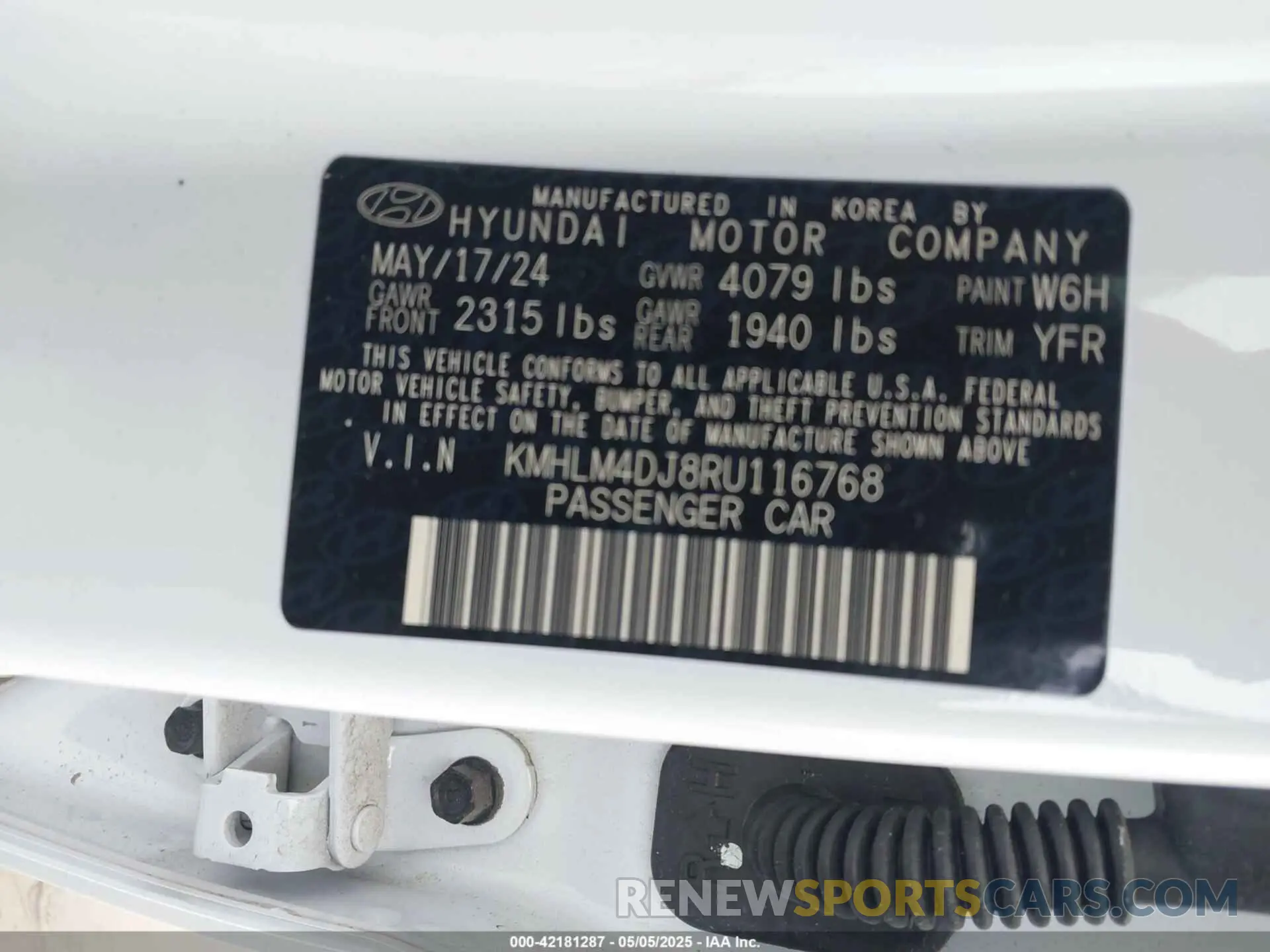 9 Фотография поврежденного автомобиля KMHLM4DJ8RU116768 HYUNDAI ELANTRA HYBRID 2024