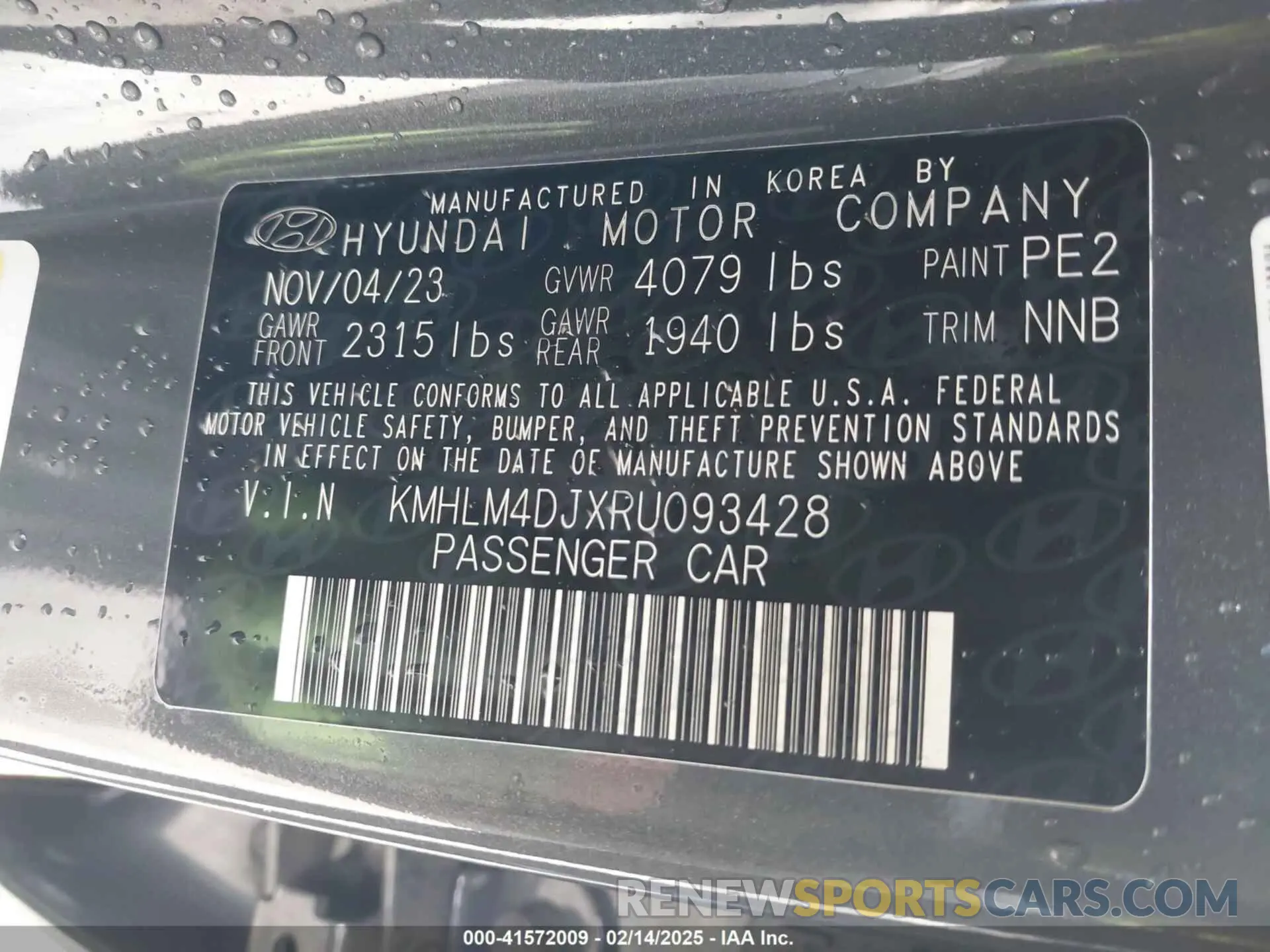 9 Photograph of a damaged car KMHLM4DJXRU093428 HYUNDAI ELANTRA HYBRID 2024