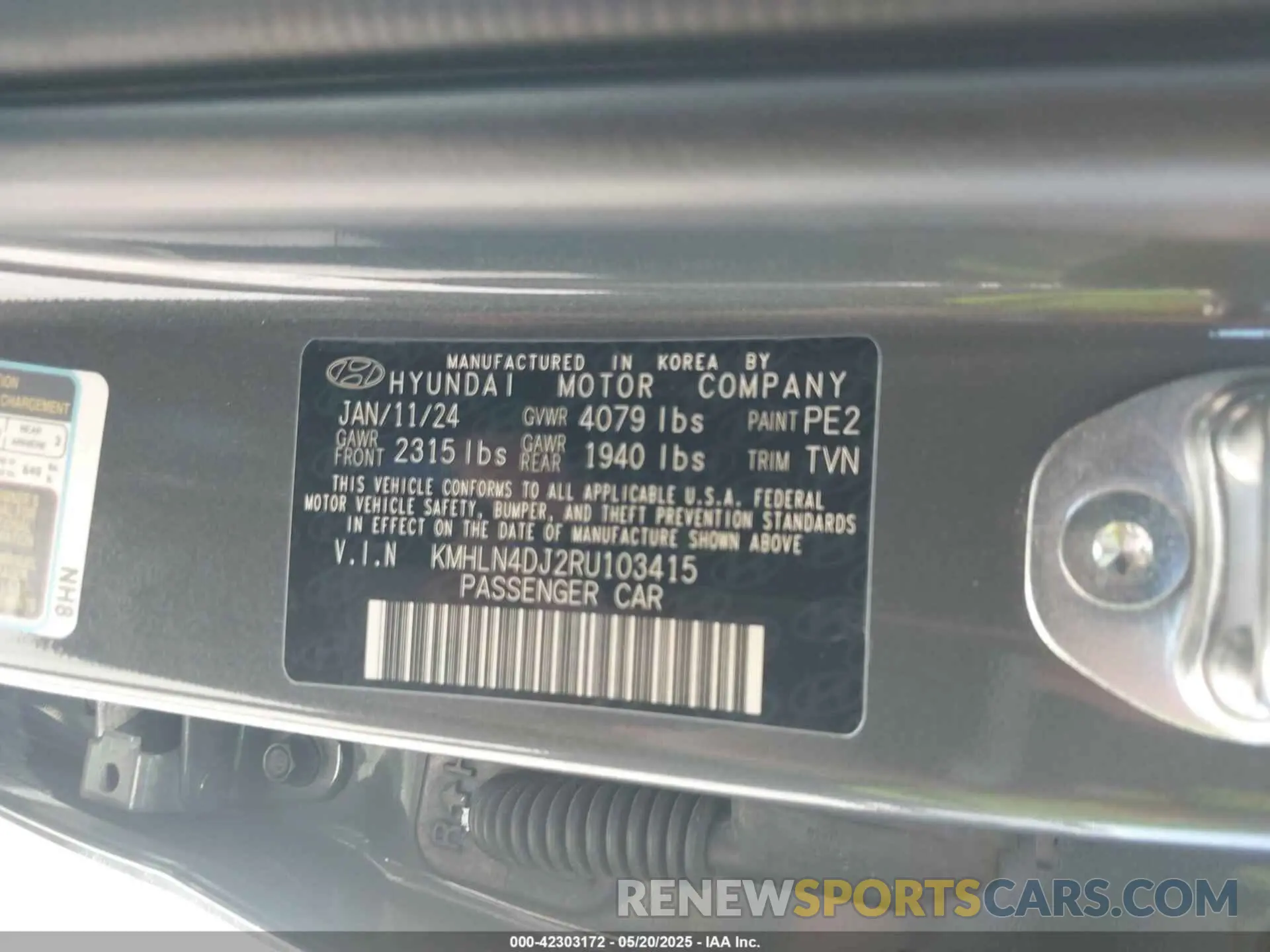 9 Photograph of a damaged car KMHLN4DJ2RU103415 HYUNDAI ELANTRA HYBRID 2024