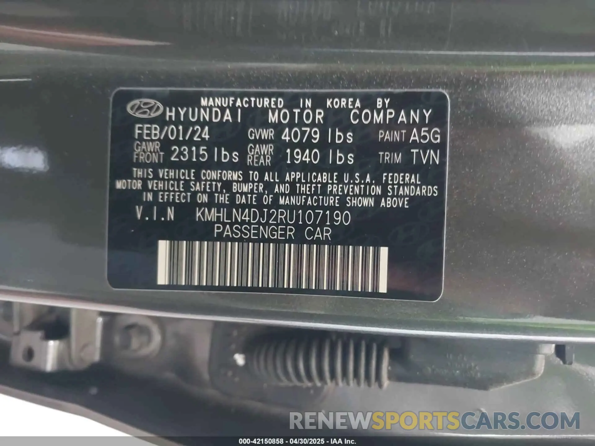 9 Photograph of a damaged car KMHLN4DJ2RU107190 HYUNDAI ELANTRA HYBRID 2024