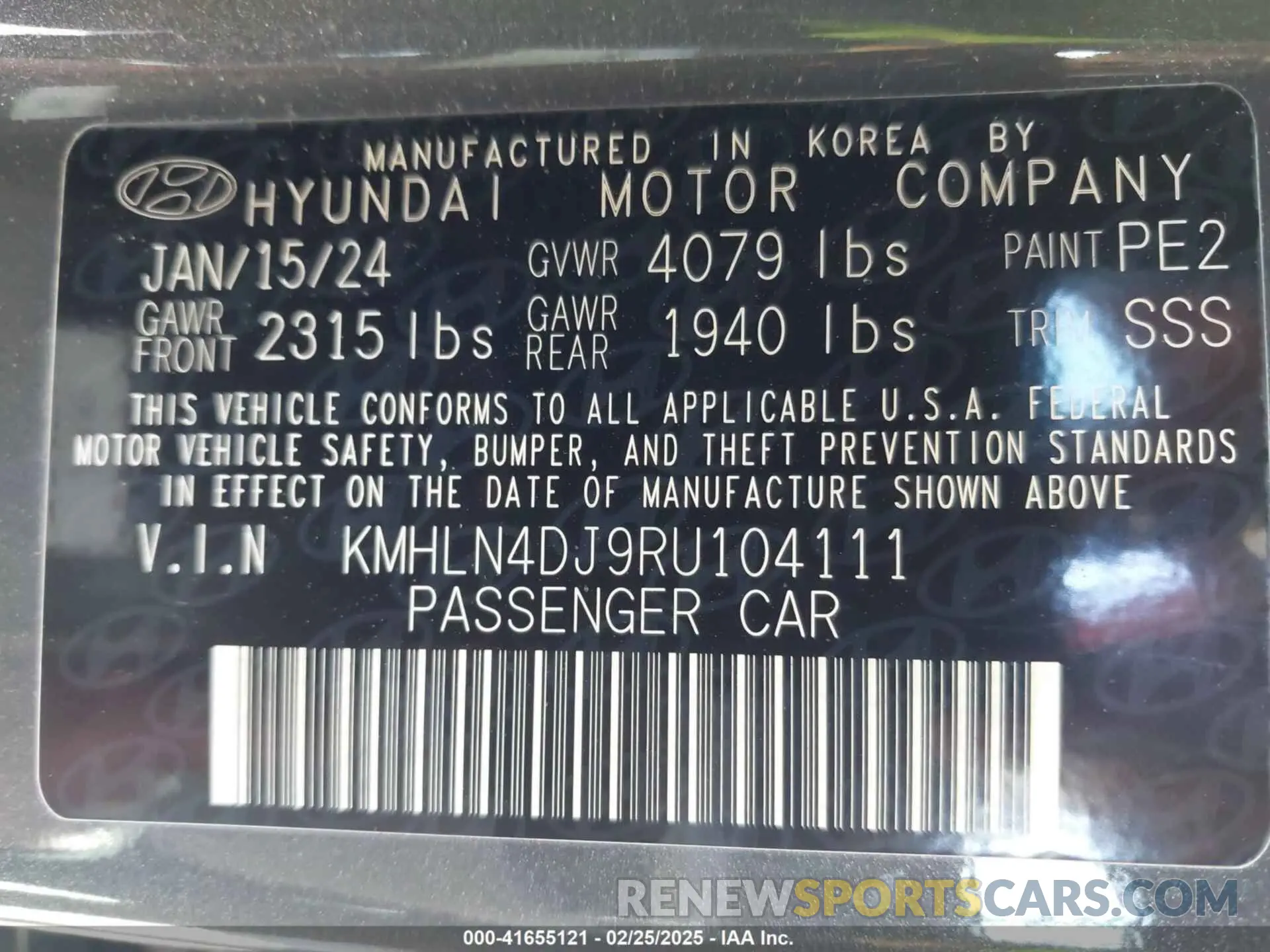 9 Фотография поврежденного автомобиля KMHLN4DJ9RU104111 HYUNDAI ELANTRA HYBRID 2024
