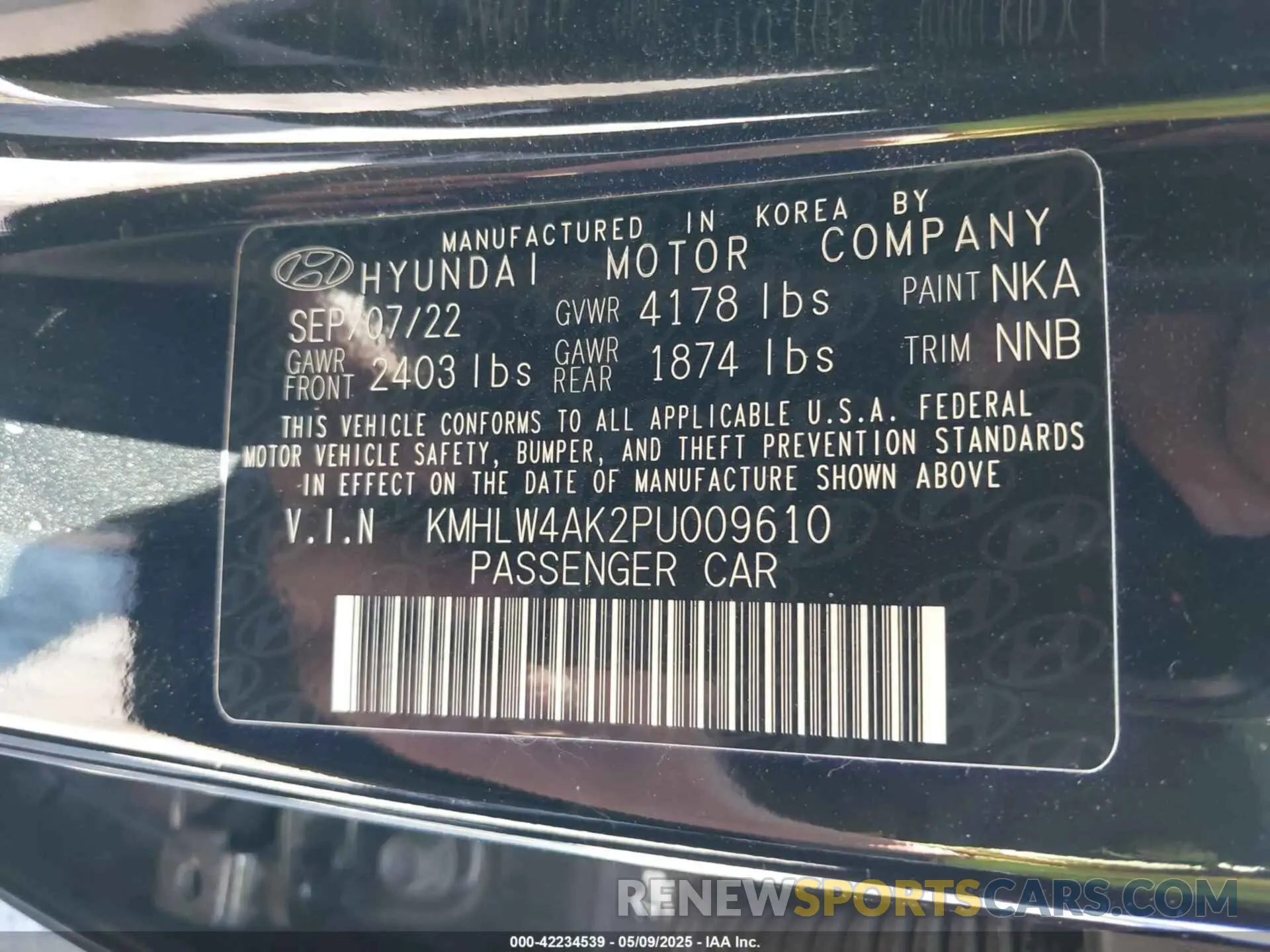 9 Фотография поврежденного автомобиля KMHLW4AK2PU009610 HYUNDAI ELANTRA N 2023