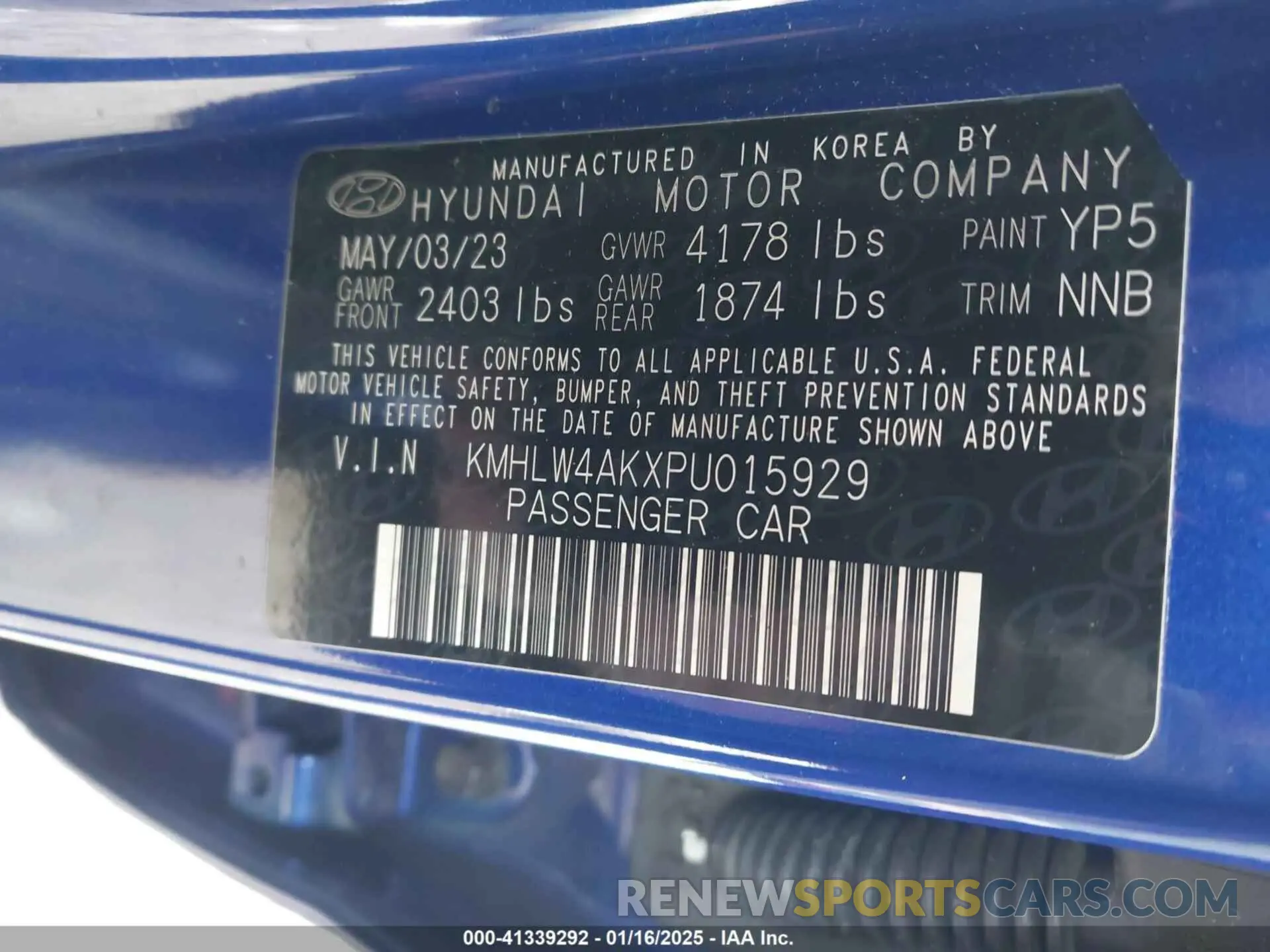 9 Фотография поврежденного автомобиля KMHLW4AKXPU015929 HYUNDAI ELANTRA N 2023