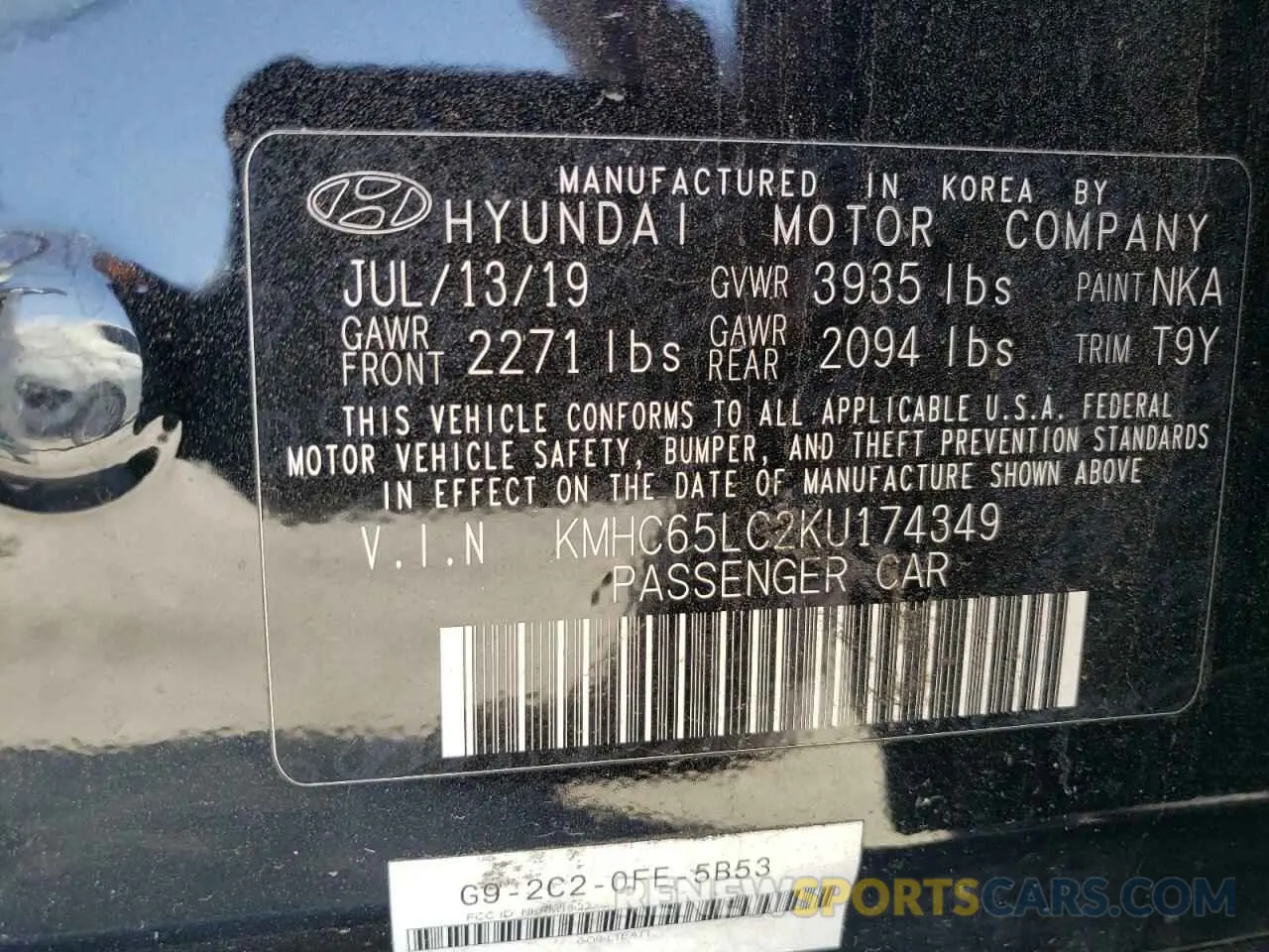12 Фотография поврежденного автомобиля KMHC65LC2KU174349 HYUNDAI IONIQ 2019
