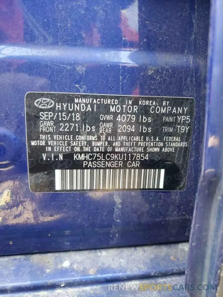 12 Photograph of a damaged car KMHC75LC9KU117854 HYUNDAI IONIQ 2019