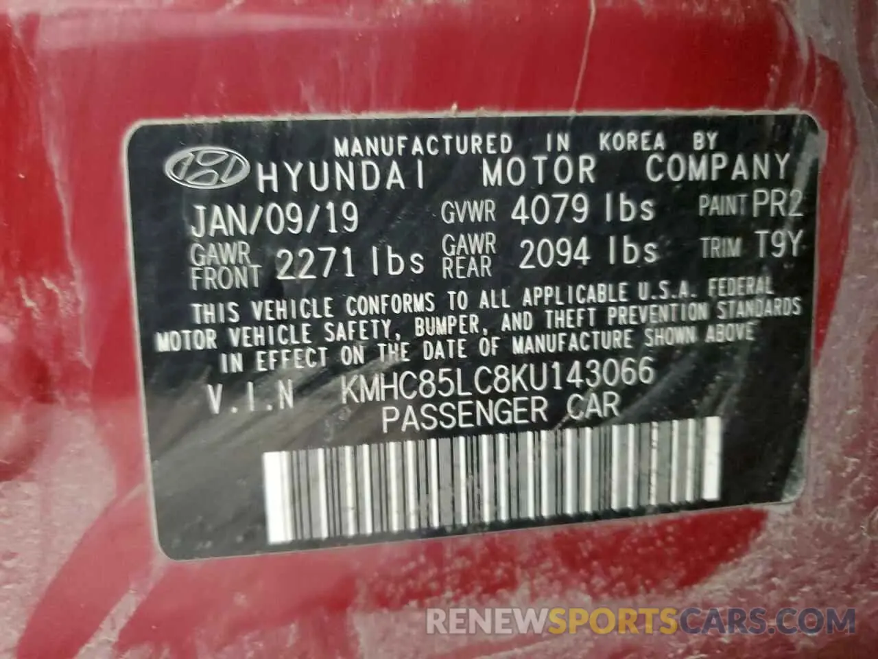 14 Фотография поврежденного автомобиля KMHC85LC8KU143066 HYUNDAI IONIQ 2019
