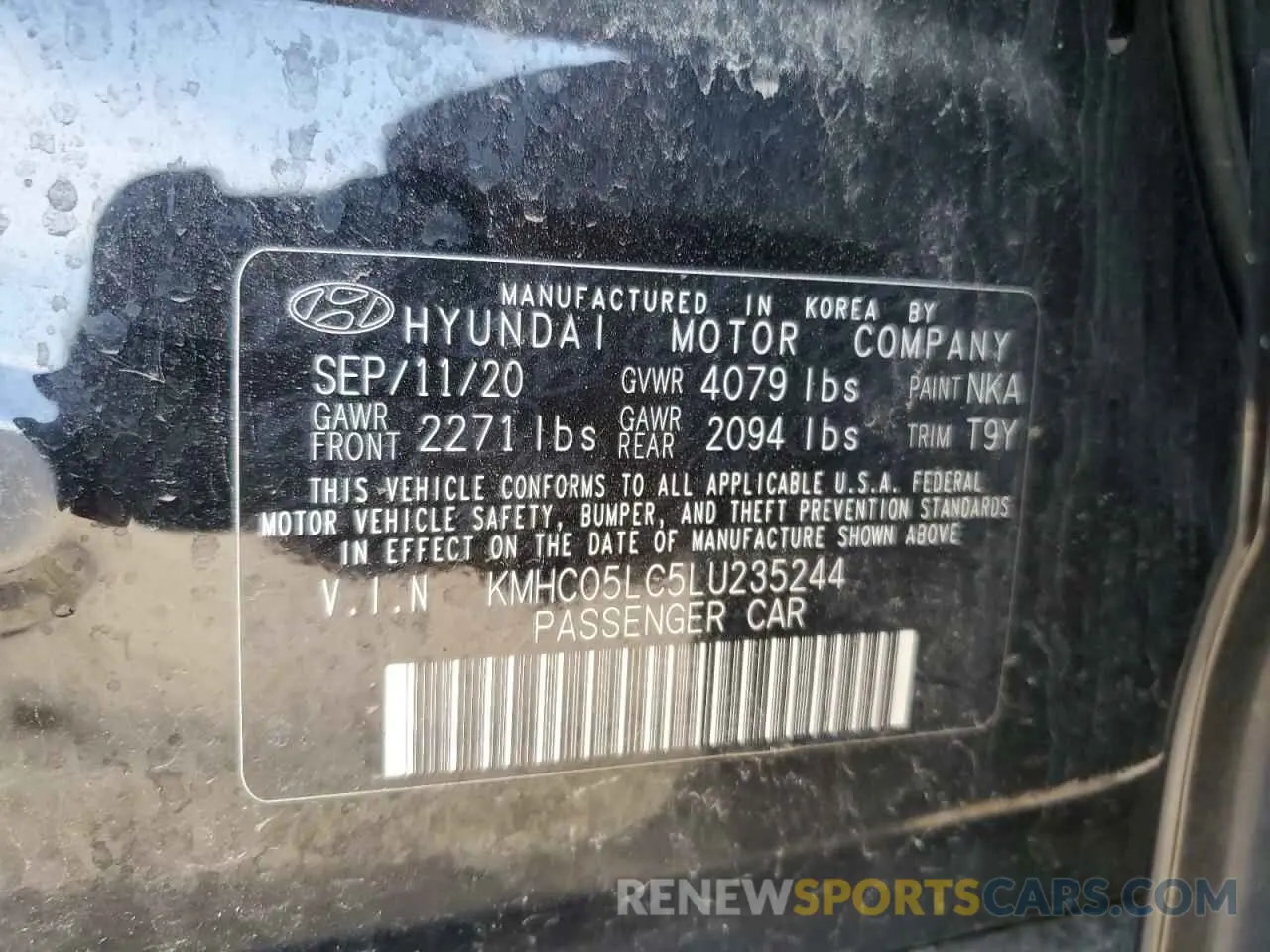 13 Photograph of a damaged car KMHC05LC5LU235244 HYUNDAI IONIQ 2020