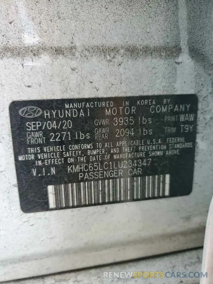 14 Photograph of a damaged car KMHC65LC1LU234347 HYUNDAI IONIQ 2020