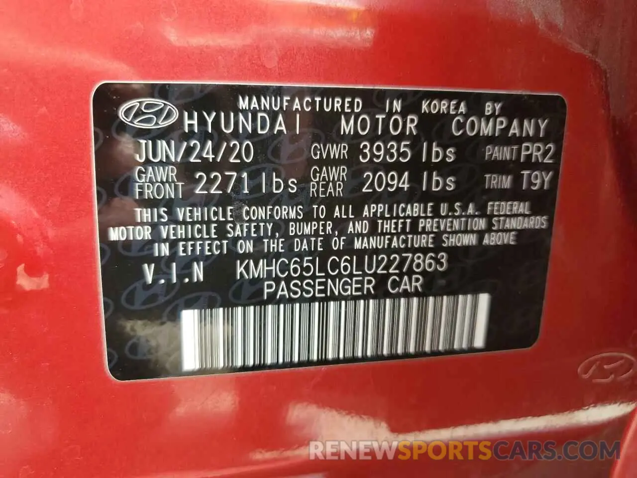 15 Photograph of a damaged car KMHC65LC6LU227863 HYUNDAI IONIQ 2020