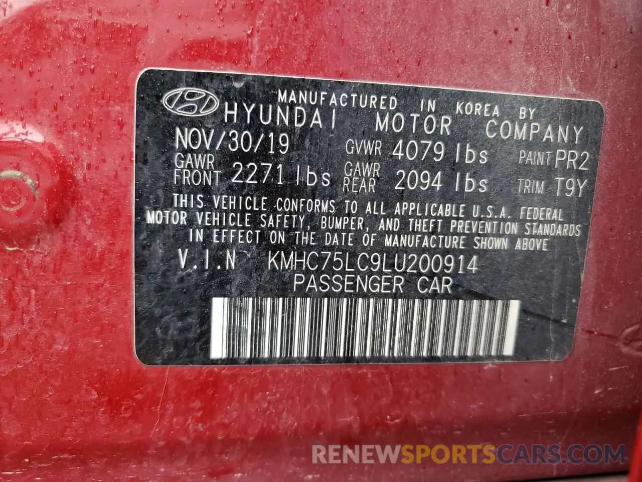 12 Photograph of a damaged car KMHC75LC9LU200914 HYUNDAI IONIQ 2020