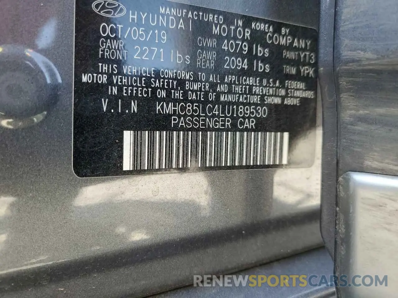 12 Фотография поврежденного автомобиля KMHC85LC4LU189530 HYUNDAI IONIQ 2020