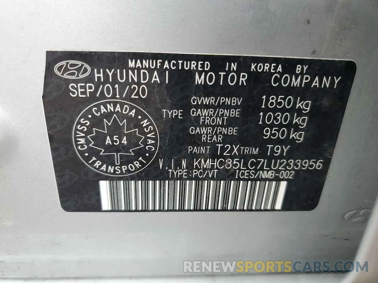 13 Фотография поврежденного автомобиля KMHC85LC7LU233956 HYUNDAI IONIQ 2020