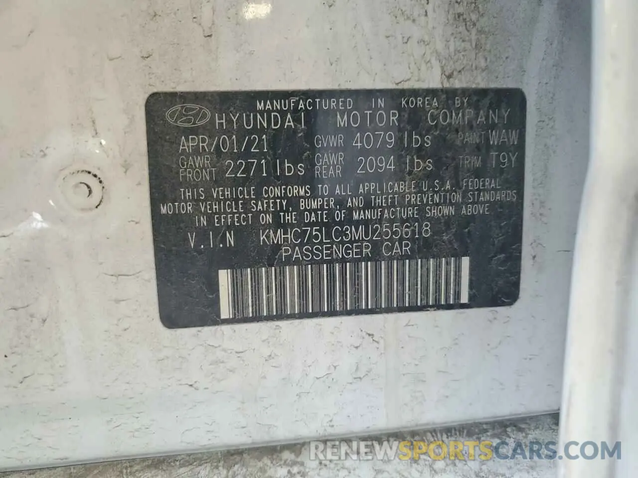 12 Photograph of a damaged car KMHC75LC3MU255618 HYUNDAI IONIQ 2021