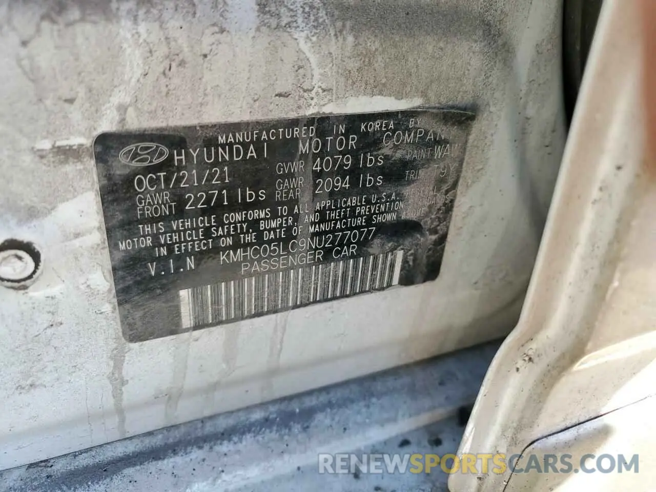 12 Photograph of a damaged car KMHC05LC9NU277077 HYUNDAI IONIQ 2022