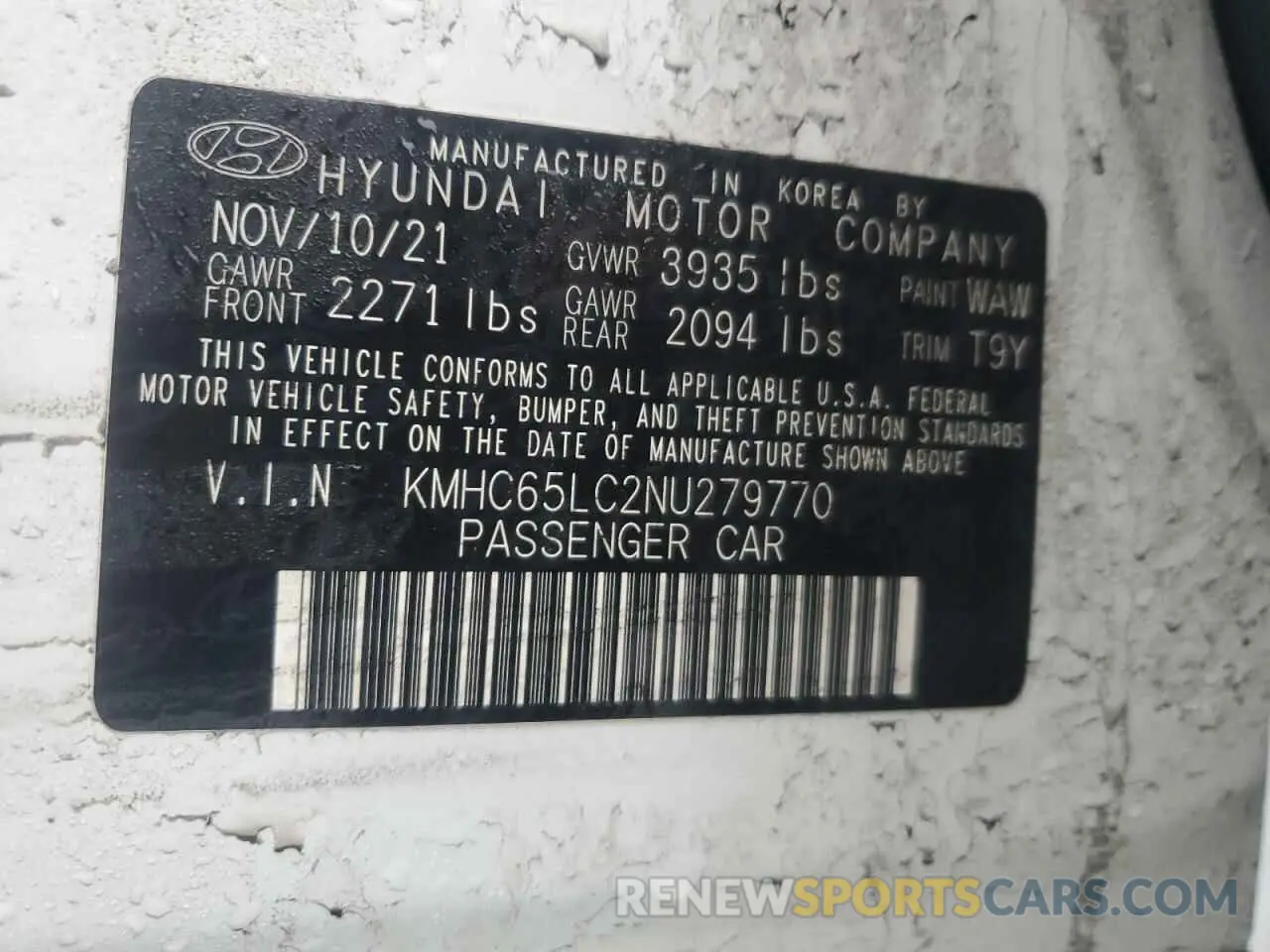 12 Фотография поврежденного автомобиля KMHC65LC2NU279770 HYUNDAI IONIQ 2022