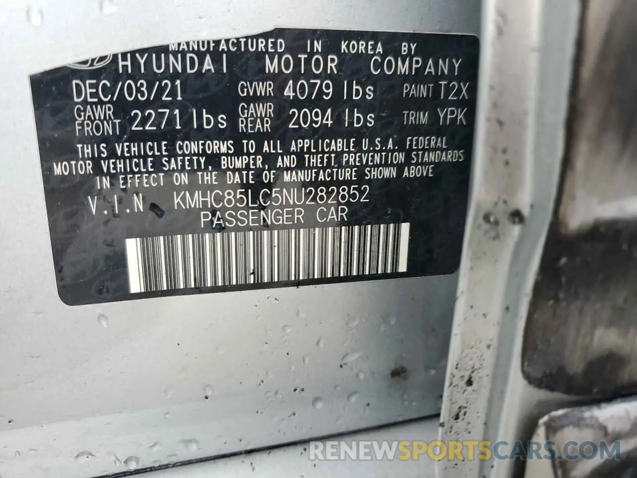 13 Photograph of a damaged car KMHC85LC5NU282852 HYUNDAI IONIQ 2022