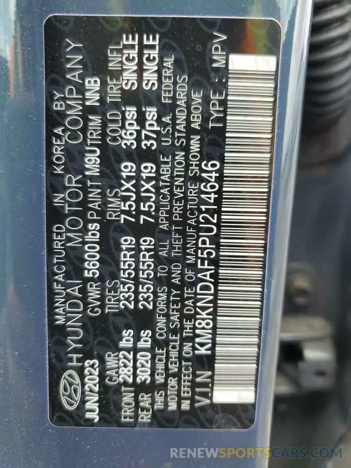 14 Photograph of a damaged car KM8KNDAF5PU214646 HYUNDAI IONIQ 2023