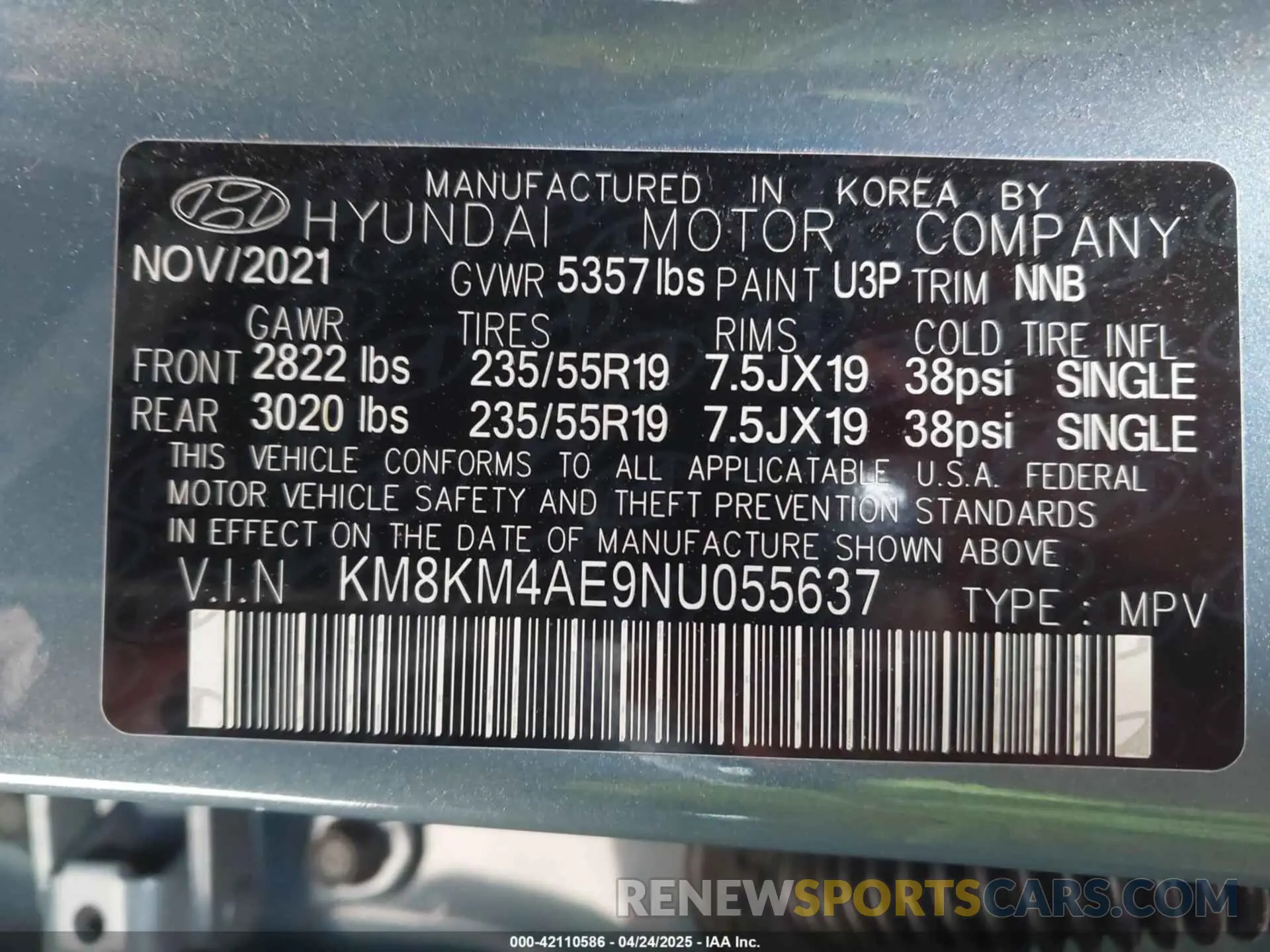 9 Фотография поврежденного автомобиля KM8KM4AE9NU055637 HYUNDAI IONIQ 5 2022