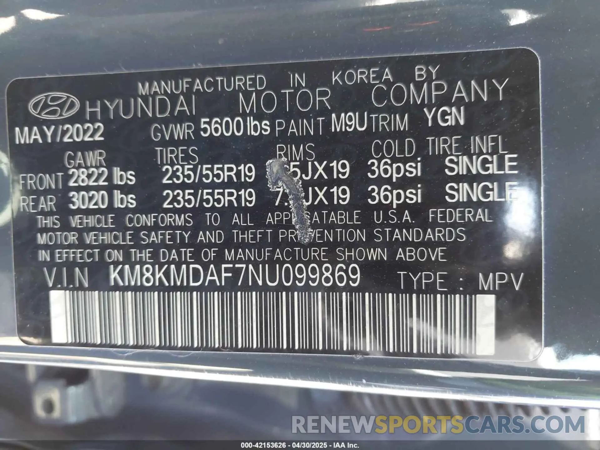 9 Фотография поврежденного автомобиля KM8KMDAF7NU099869 HYUNDAI IONIQ 5 2022