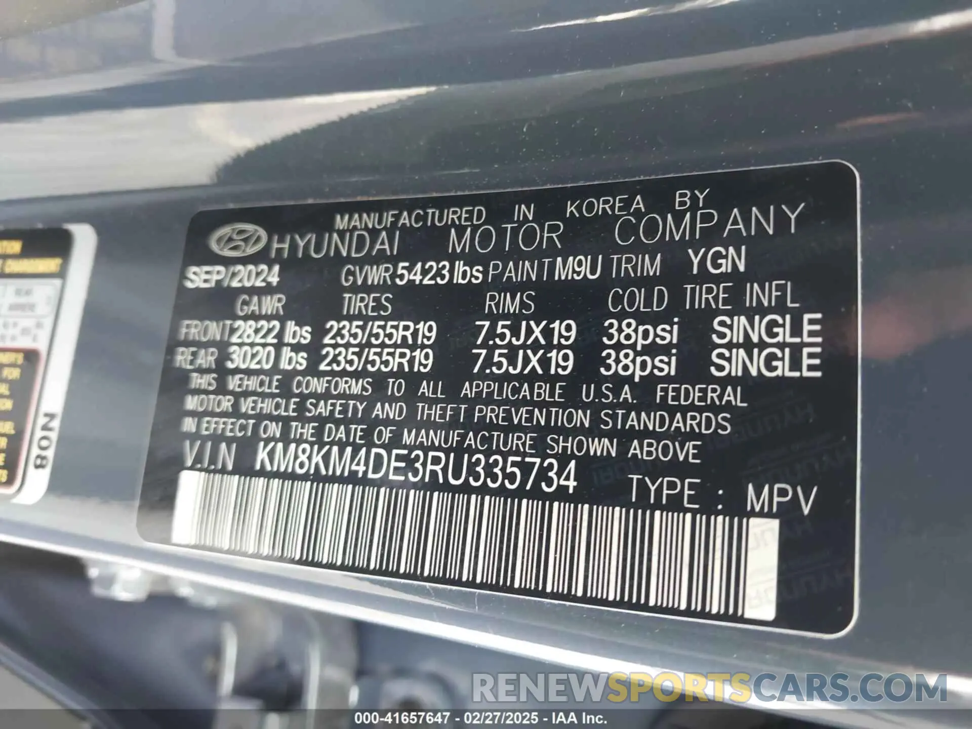 9 Photograph of a damaged car KM8KM4DE3RU335734 HYUNDAI IONIQ 5 2024