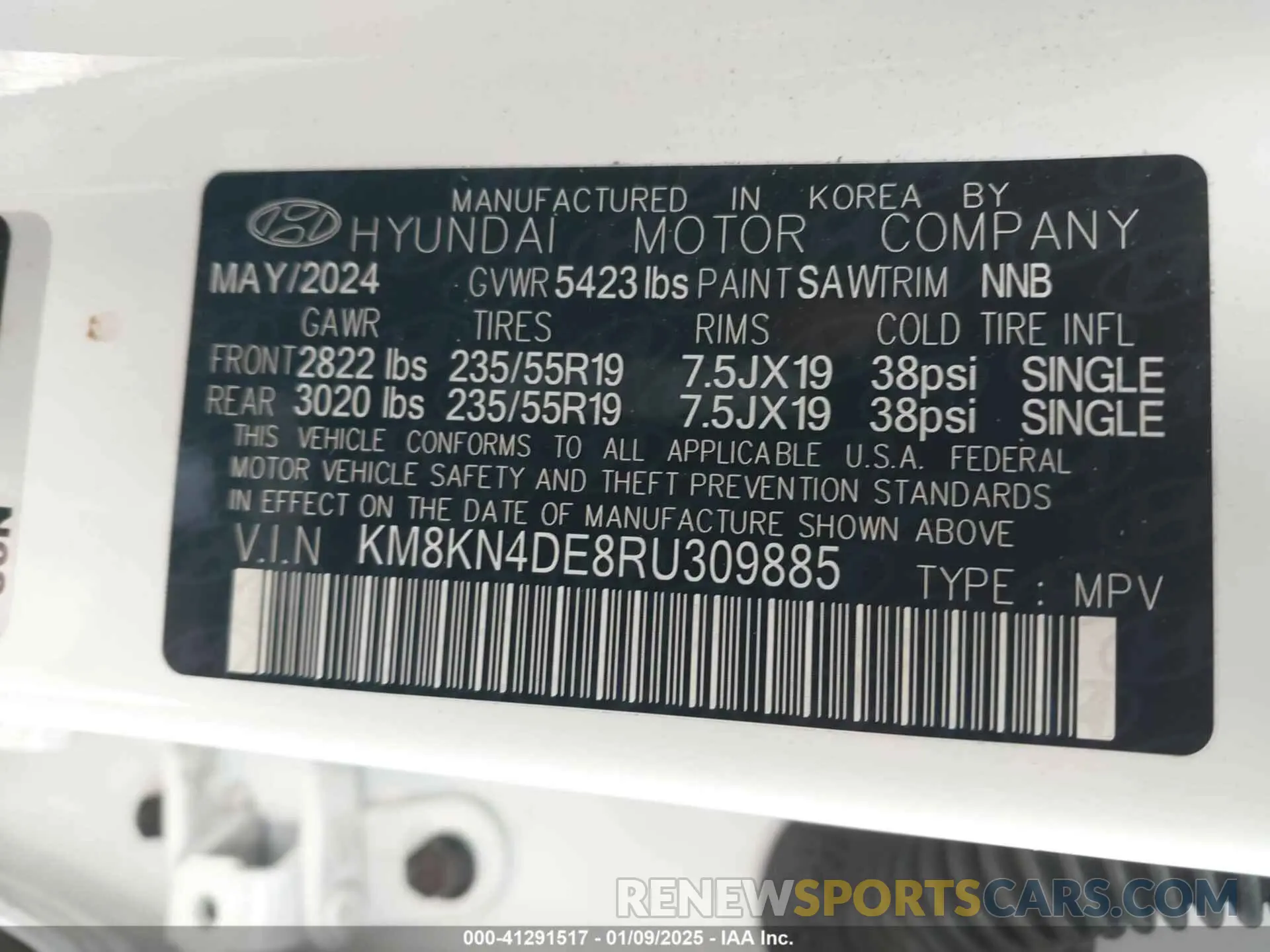 9 Фотография поврежденного автомобиля KM8KN4DE8RU309885 HYUNDAI IONIQ 5 2024