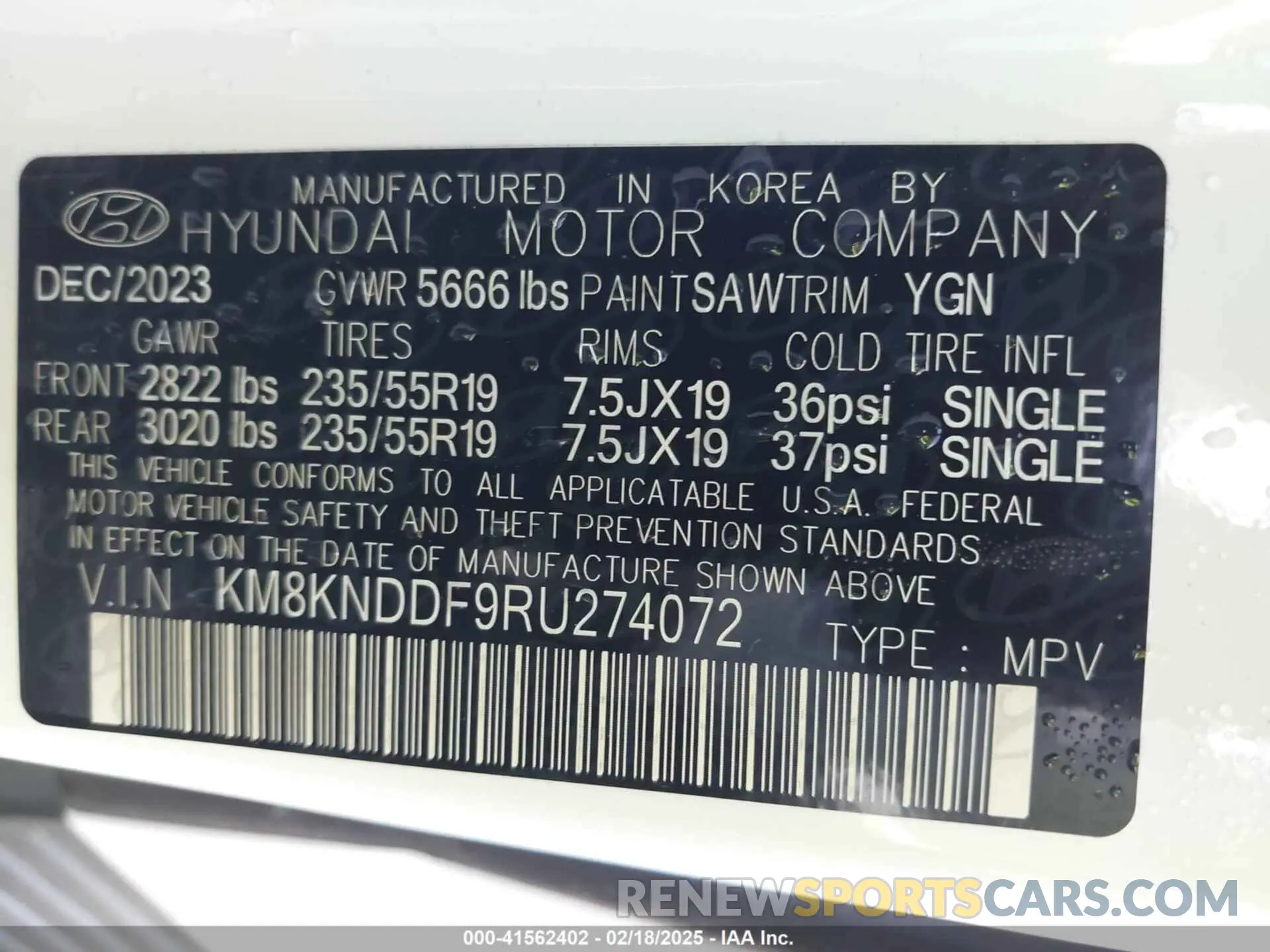 9 Фотография поврежденного автомобиля KM8KNDDF9RU274072 HYUNDAI IONIQ 5 2024