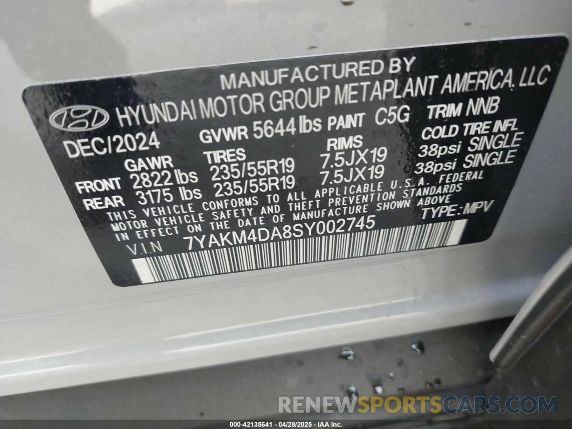 9 Photograph of a damaged car 7YAKM4DA8SY002745 HYUNDAI IONIQ 5 2025