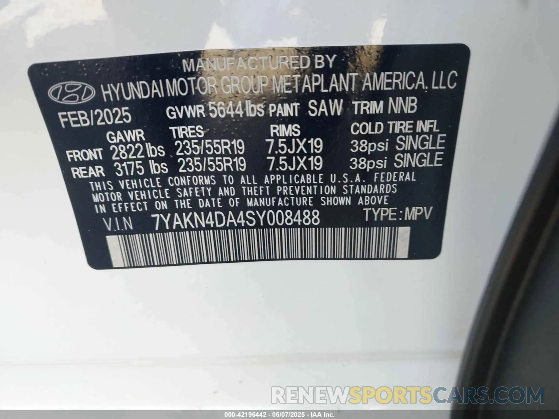 9 Фотография поврежденного автомобиля 7YAKN4DA4SY008488 HYUNDAI IONIQ 5 2025