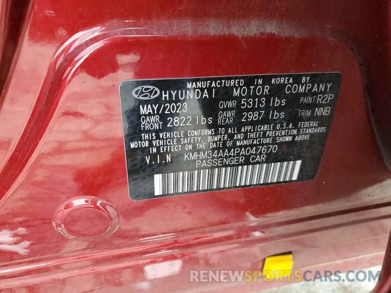 12 Photograph of a damaged car KMHM34AA4PA047670 HYUNDAI IONIQ 6 SE 2023