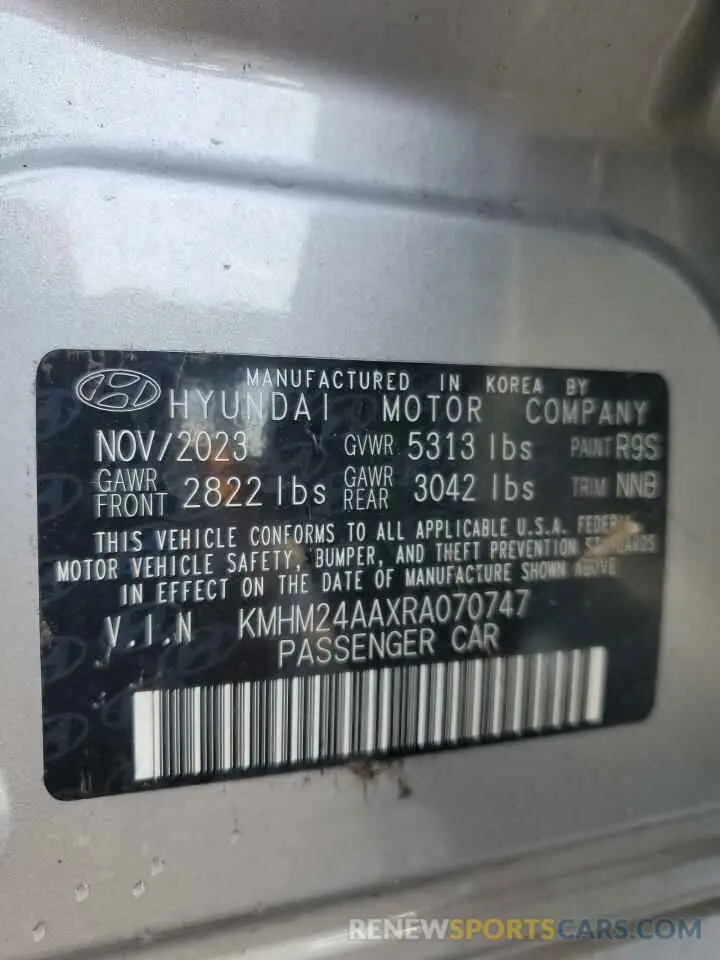 12 Фотография поврежденного автомобиля KMHM24AAXRA070747 HYUNDAI IONIQ 6 SE 2024