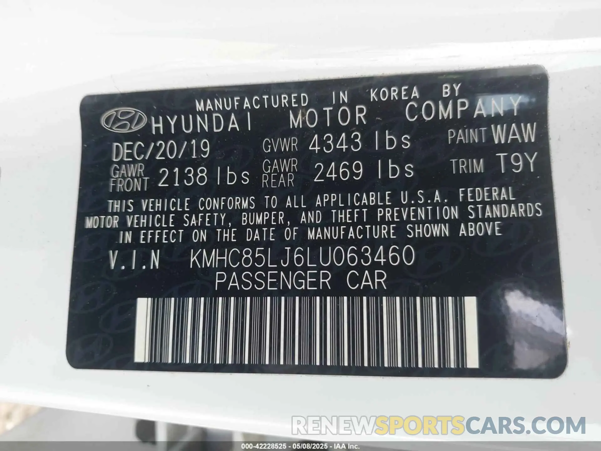 9 Photograph of a damaged car KMHC85LJ6LU063460 HYUNDAI IONIQ ELECTRIC 2020