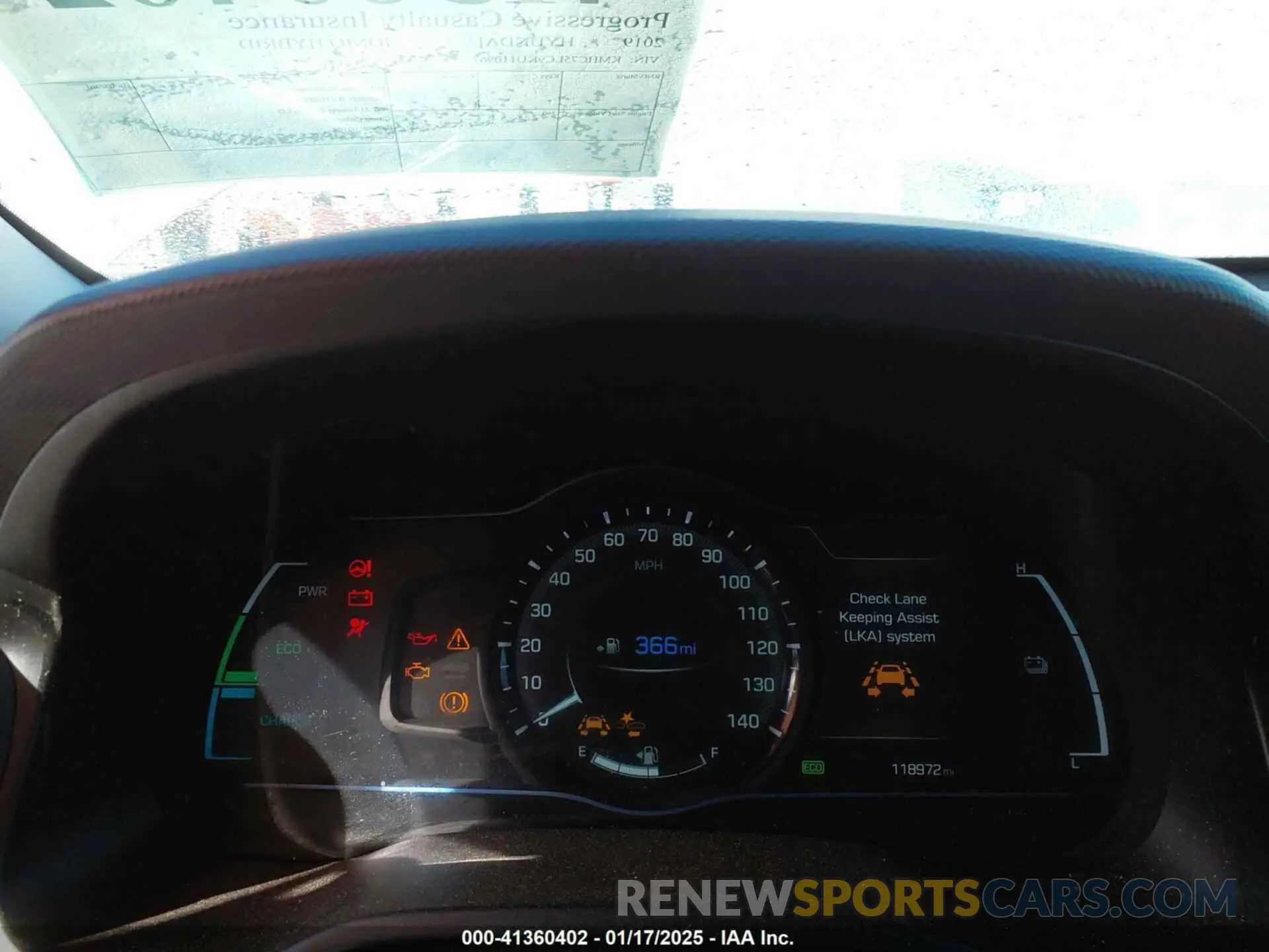 7 Photograph of a damaged car KMHC75LC9KU110967 HYUNDAI IONIQ HYBRID 2019
